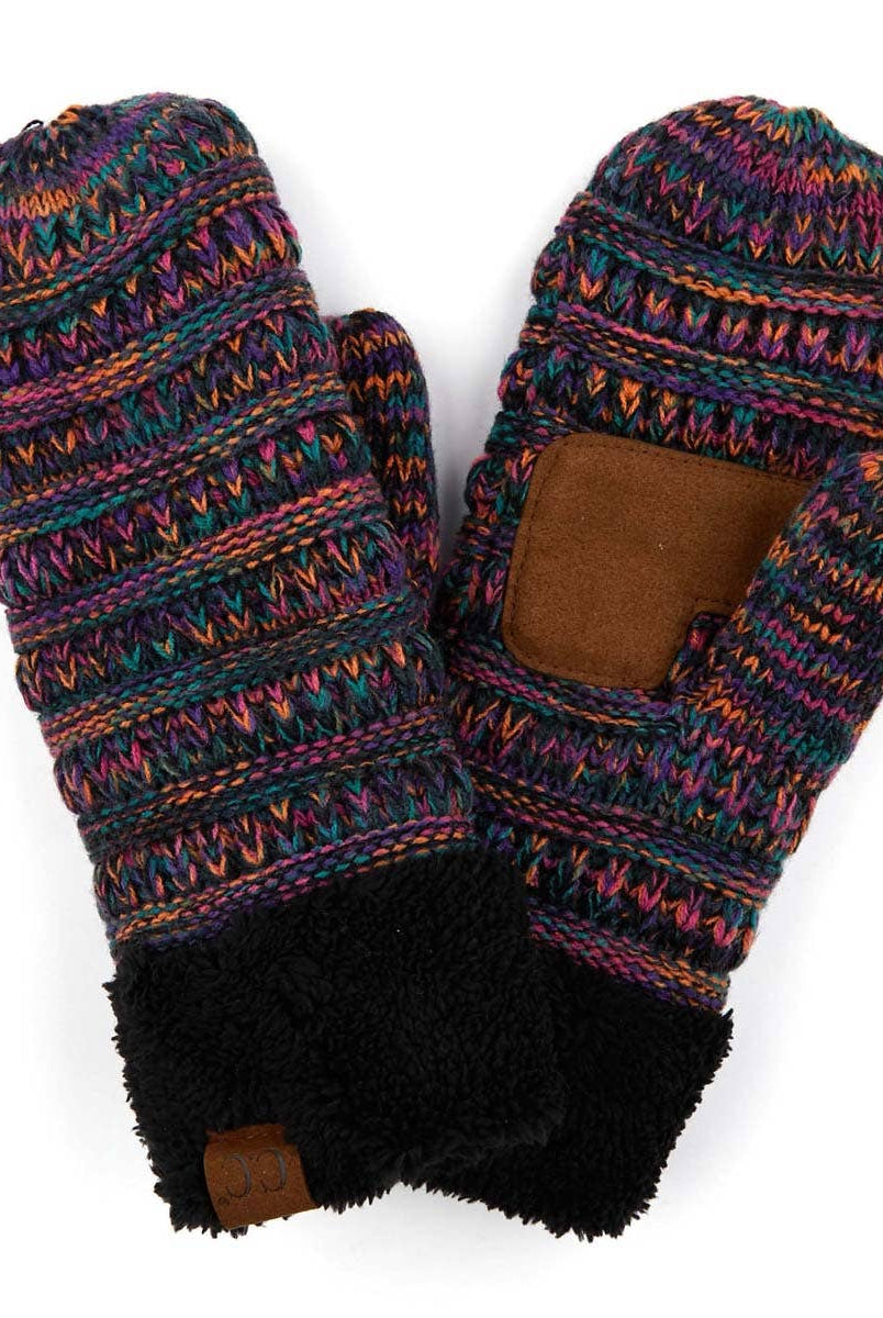 CC Multicolor Mittens Winter Accessories CC #32 Black/Teal/Purple/Hot Pink (Four-Tone)