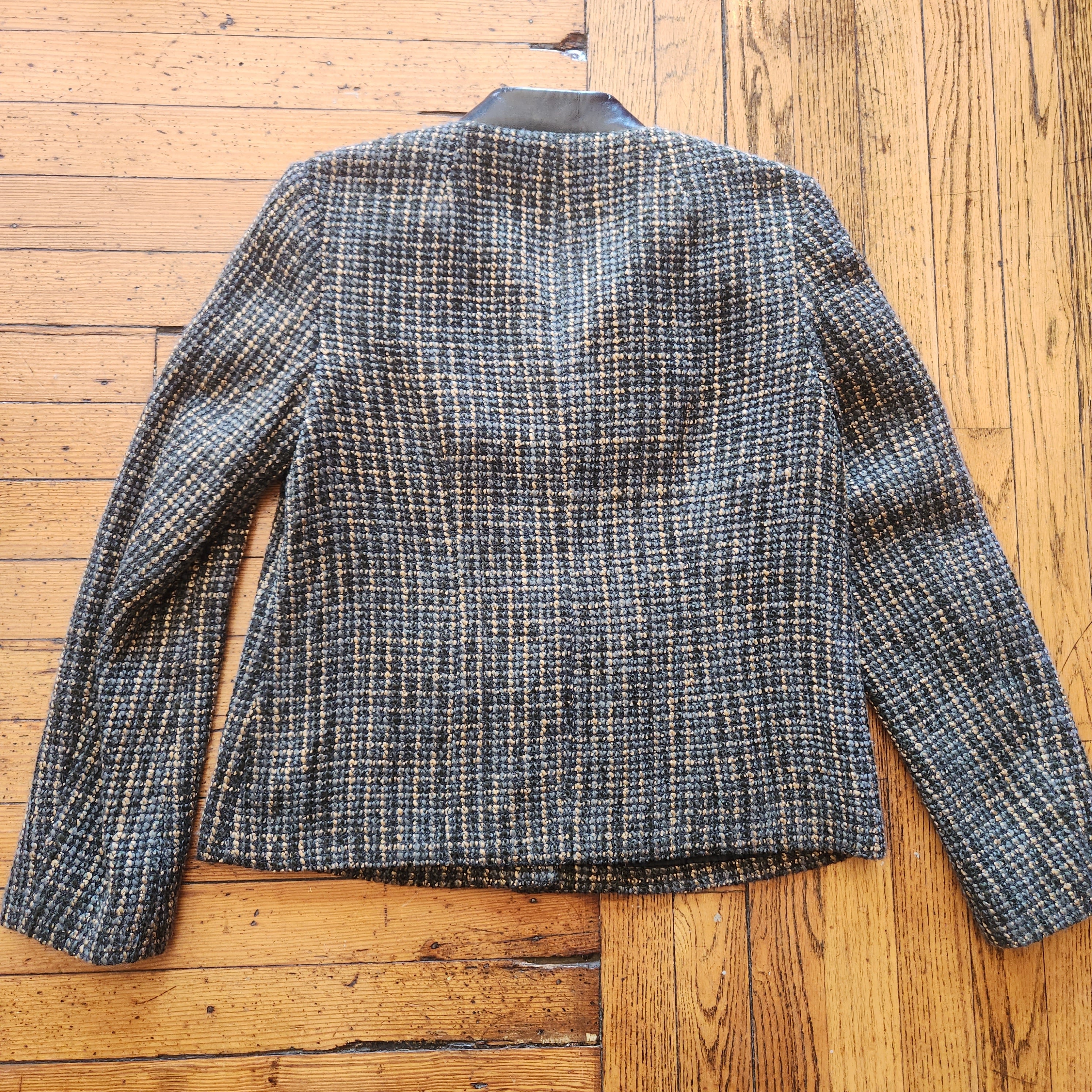 Pendleton Vintage Pleather Trim Tweed Blazer Jacket Green, Gold & Black Size 10 Vintage Vibes Boutique