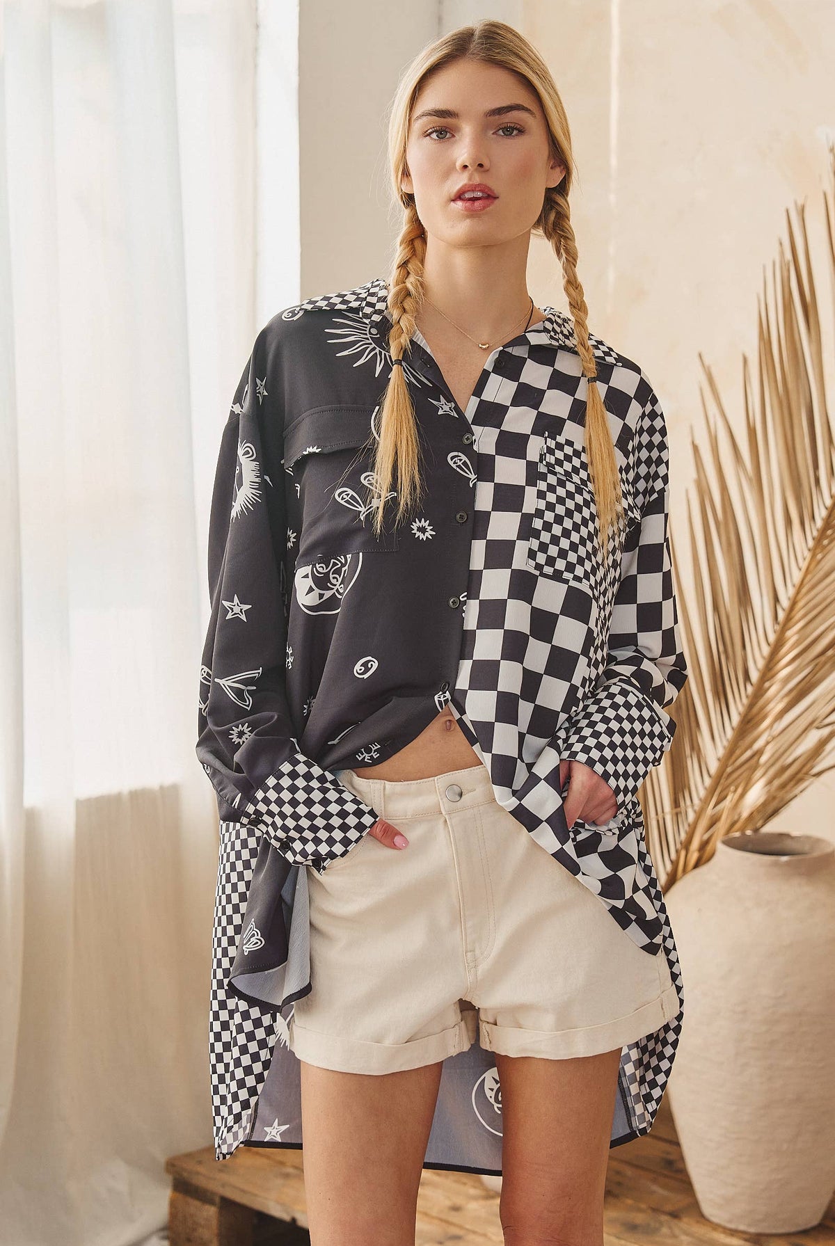 Checkered Forecast Shacket Shacket JADE BY JANE