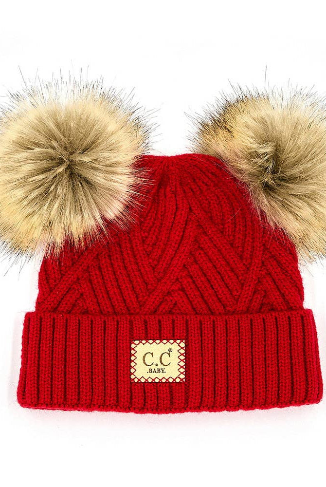 Criss-Cross Kids Beanie Winter Hat CC Red