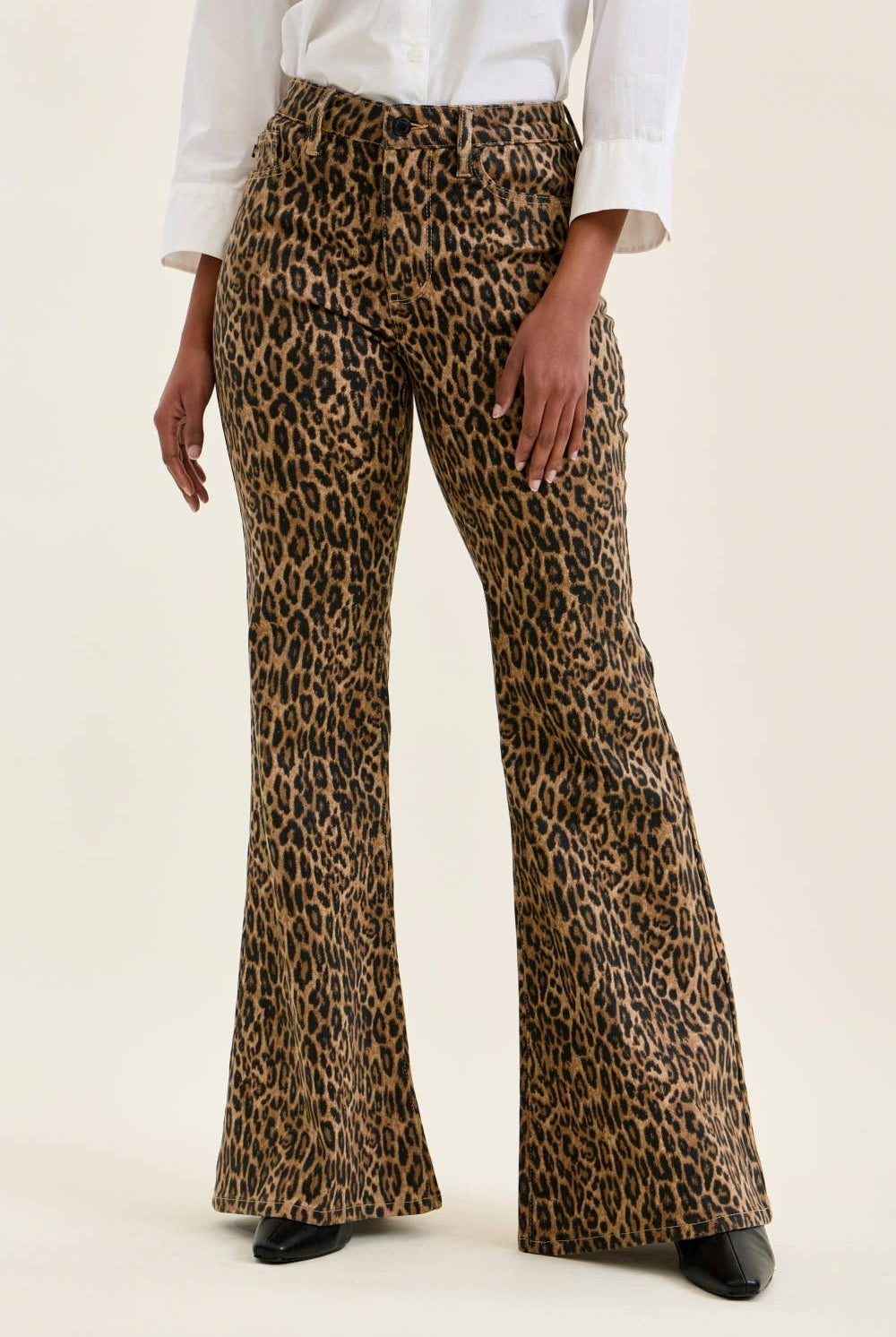 Stevie Leopard Jeans Flare Jeans Judy Blue Jeans