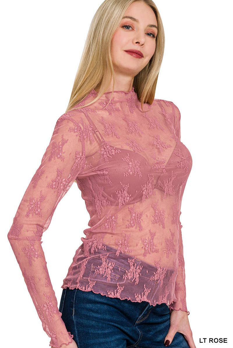 Layla Top Mesh Top Zenana Pink Small