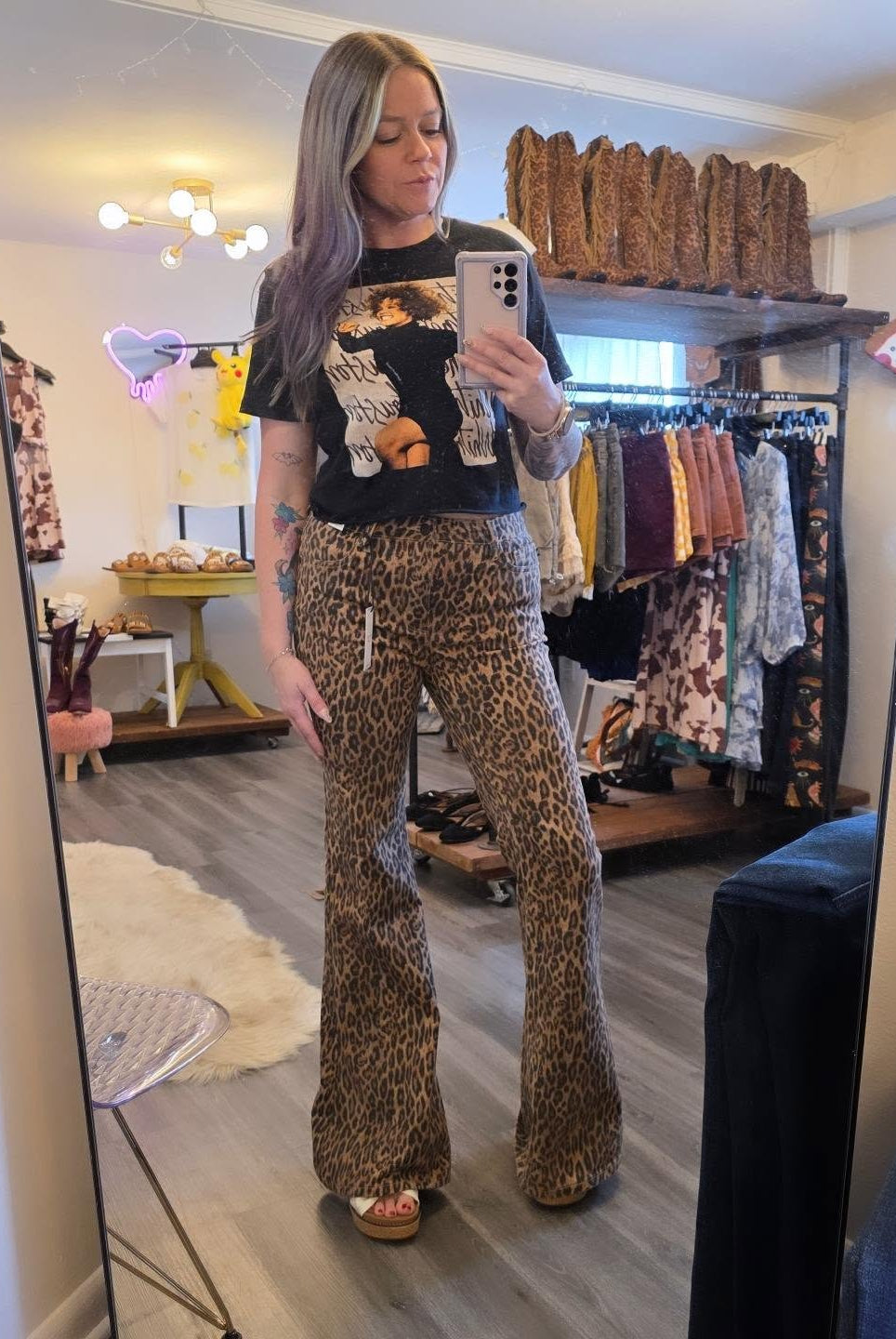 Stevie Leopard Jeans Flare Jeans Judy Blue Jeans