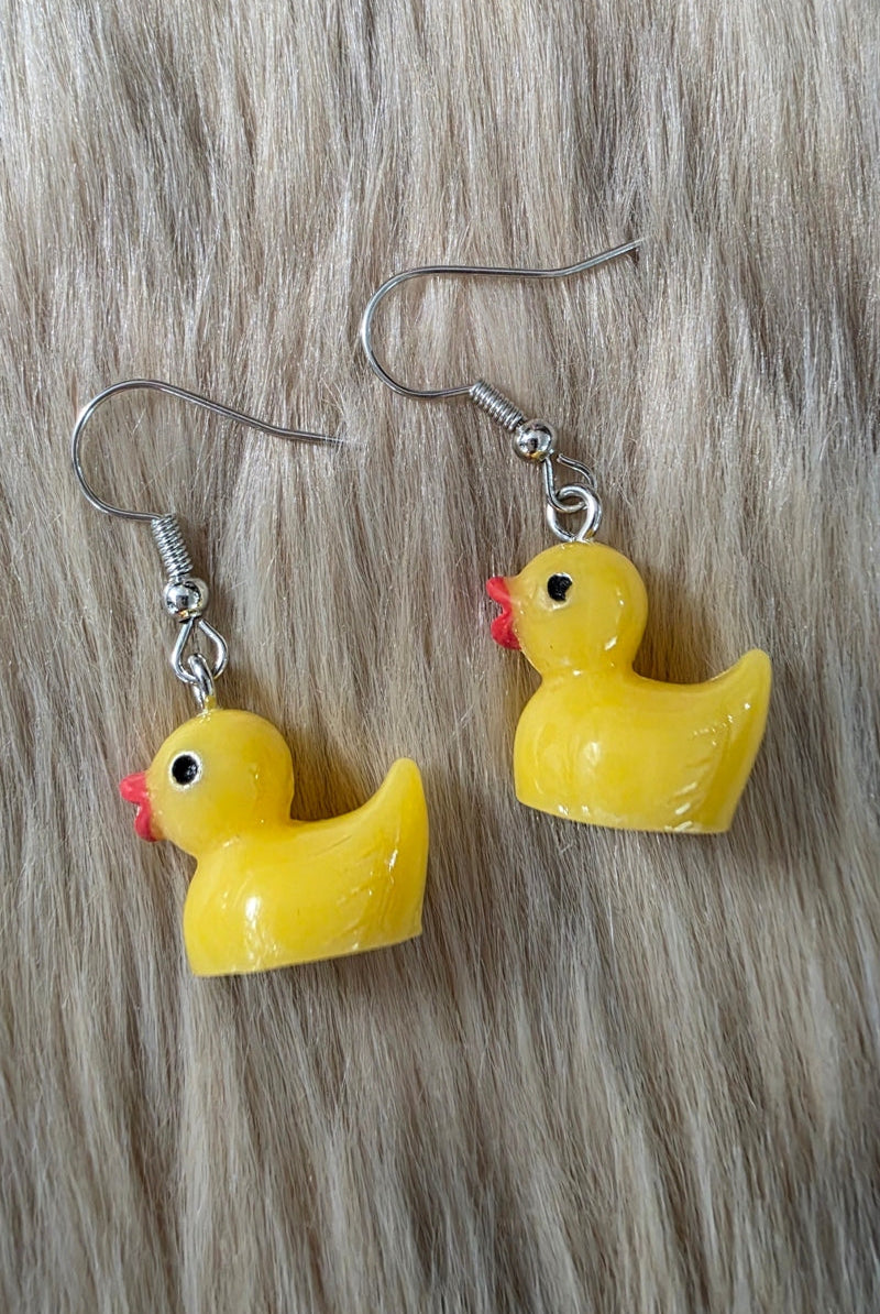 Rubber Ducky Earrings Novelty Earrings Vintage Vibes Boutique Yellow