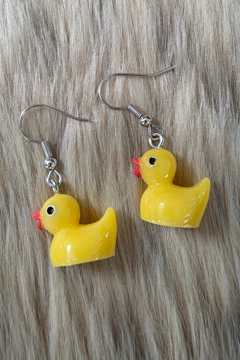 Rubber Ducky Earrings Novelty Earrings Vintage Vibes Boutique Yellow