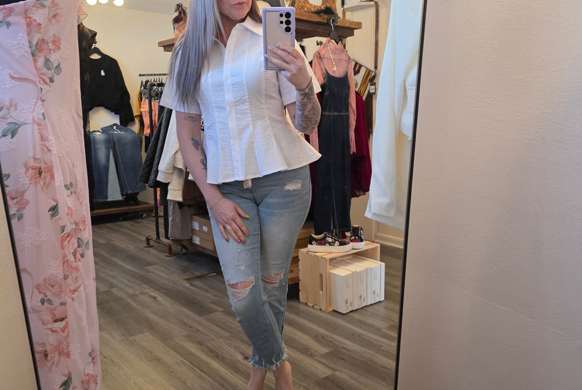 Porter Textured Cotton Top Blouse Steve Madden