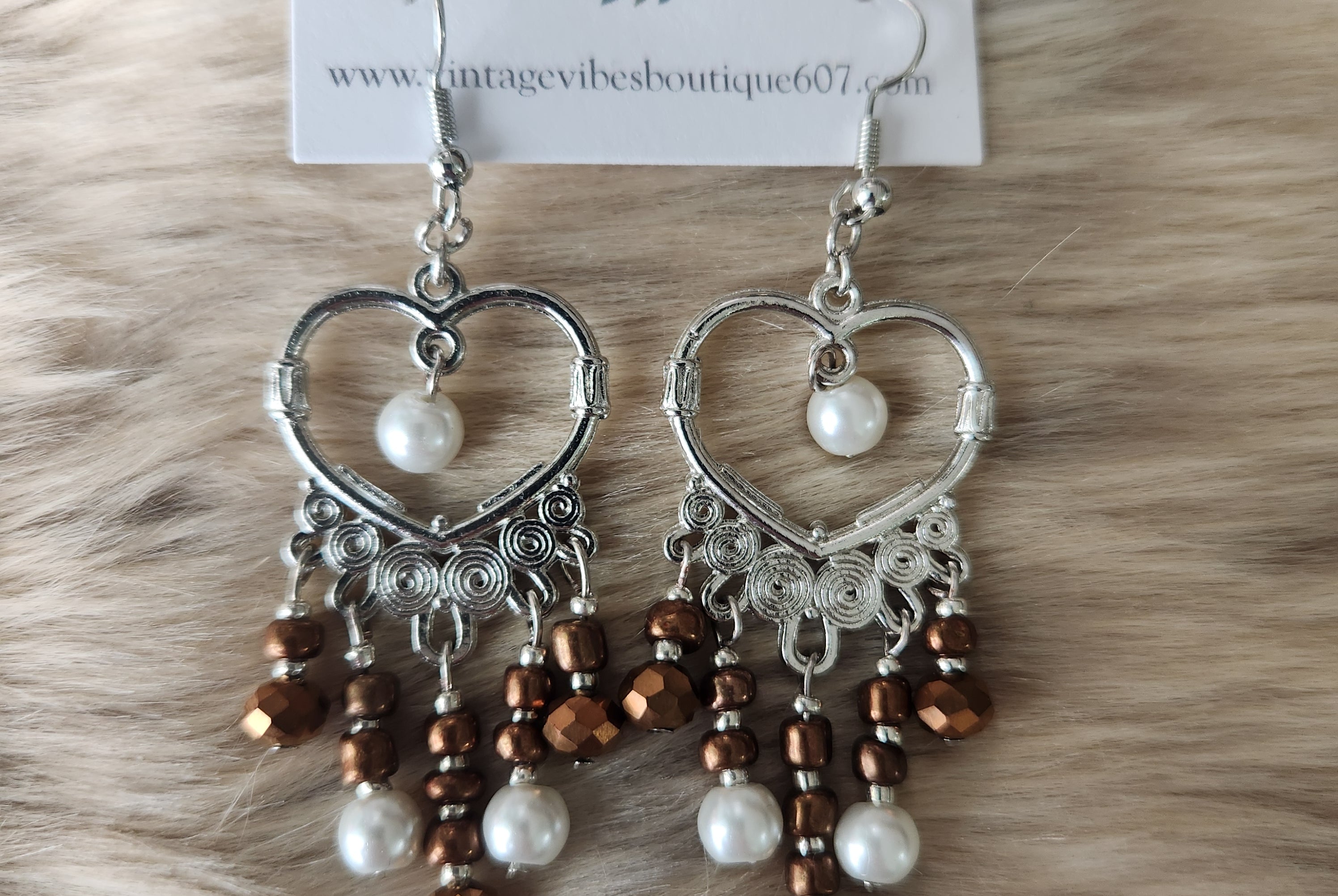 Beaded Heart Earrings Earrings Vintage Vibes Boutique