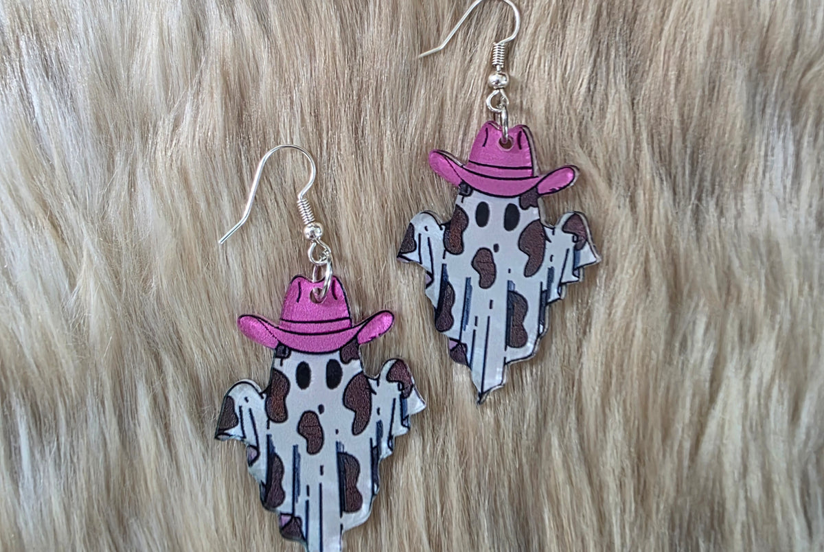 Cowgirl Ghost Earrings Novelty Earrings Vintage Vibes Boutique