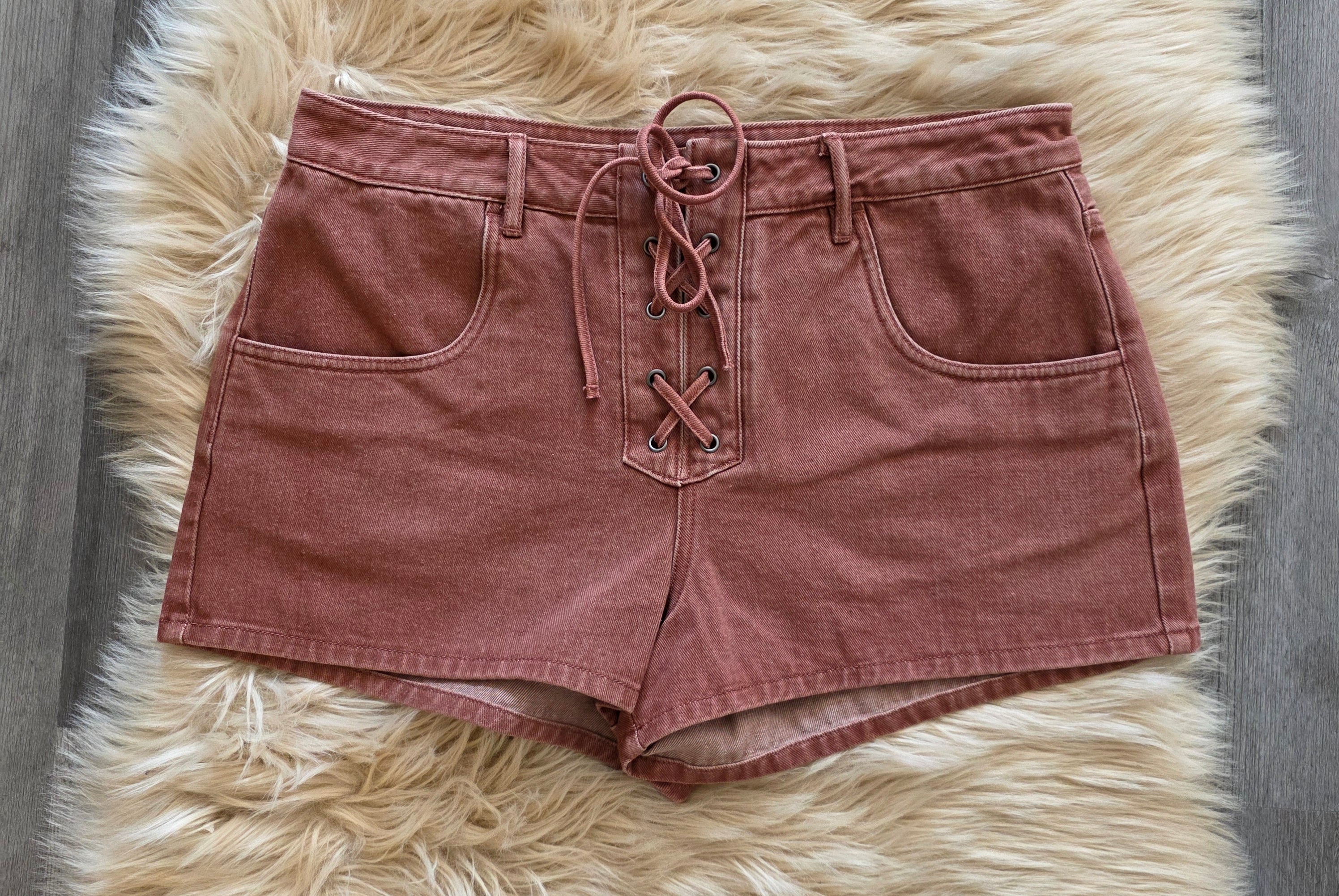 Callisto Lace-up Denim Shorts Shorts Steve Madden
