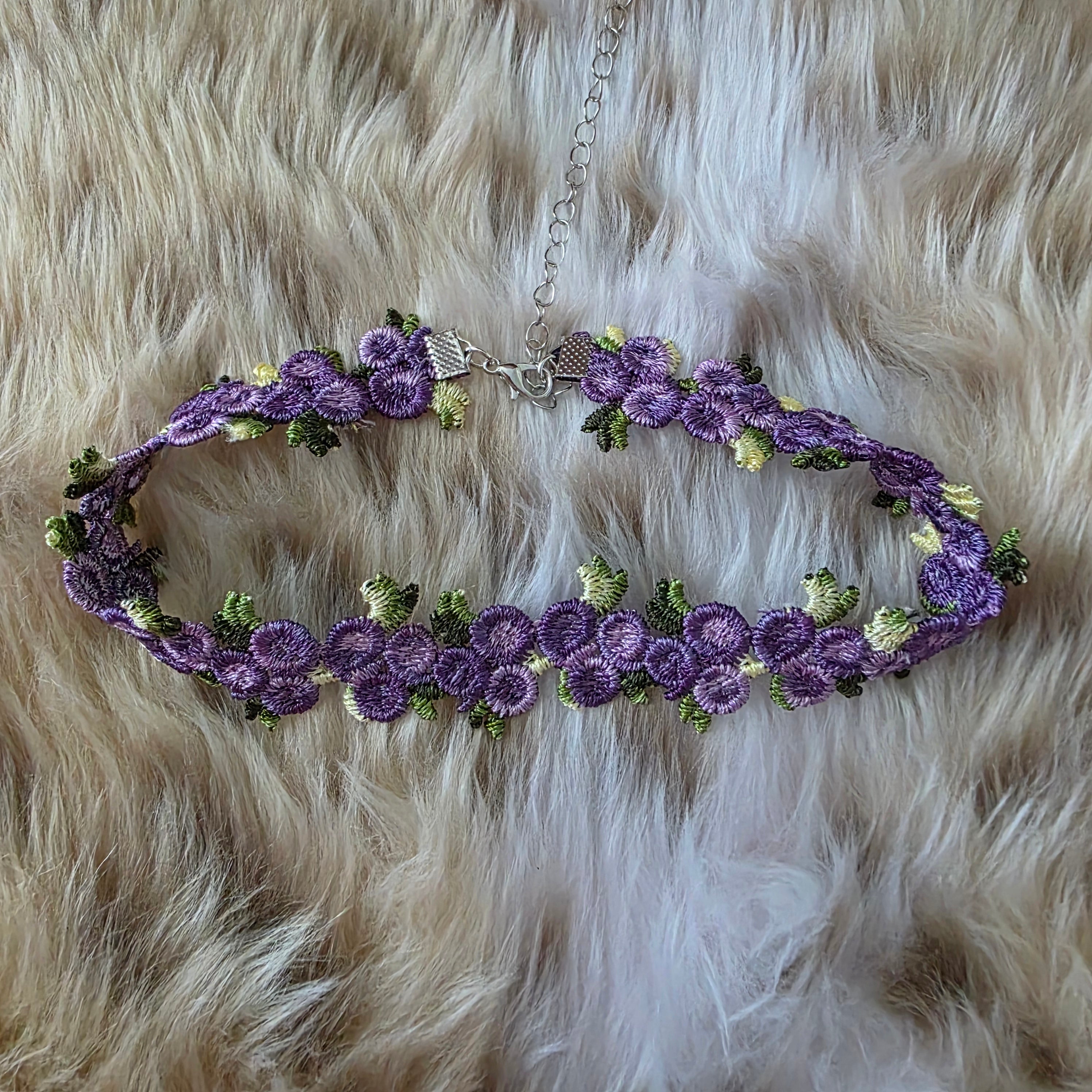 Flower Choker Necklace Vintage Vibes Boutique Purple