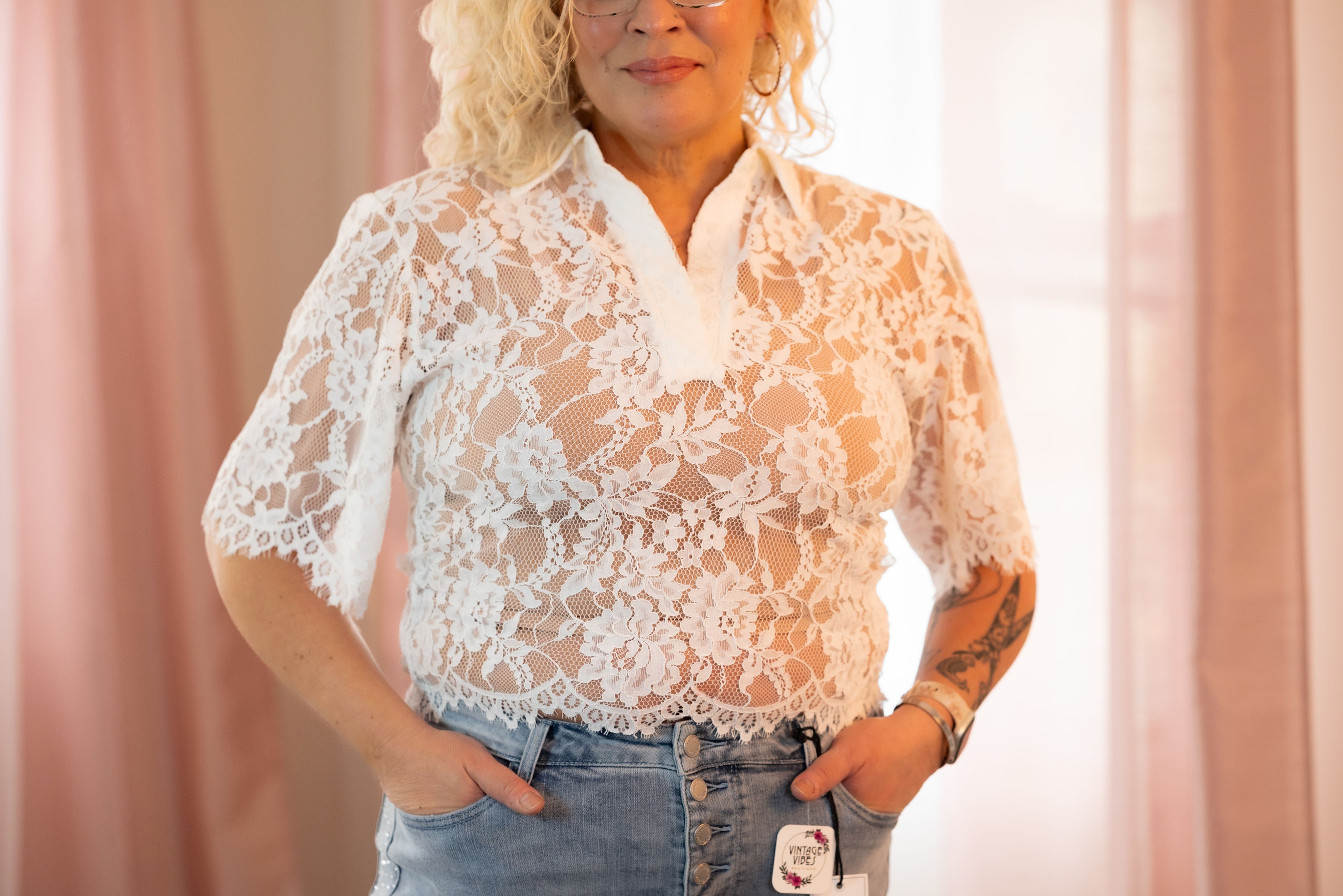 Monette Lace Top Blouse Steve Madden