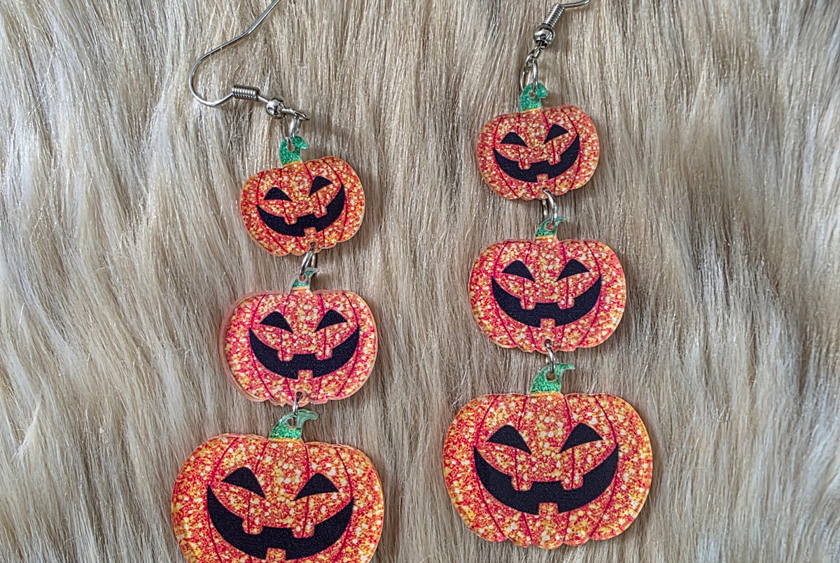 Pumpkin Stack Earrings Novelty Earrings Vintage Vibes Boutique