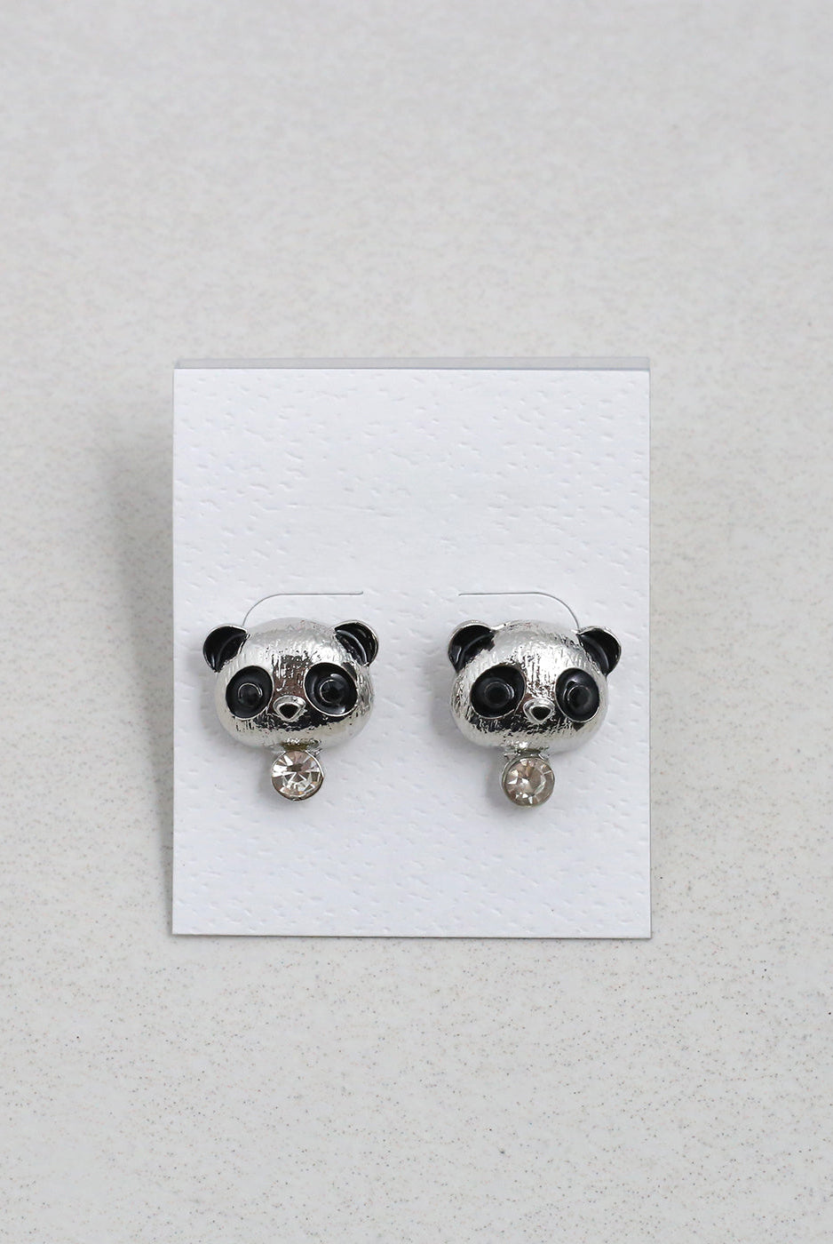 Silver Panda Studs Earrings Vintage Vibes Boutique