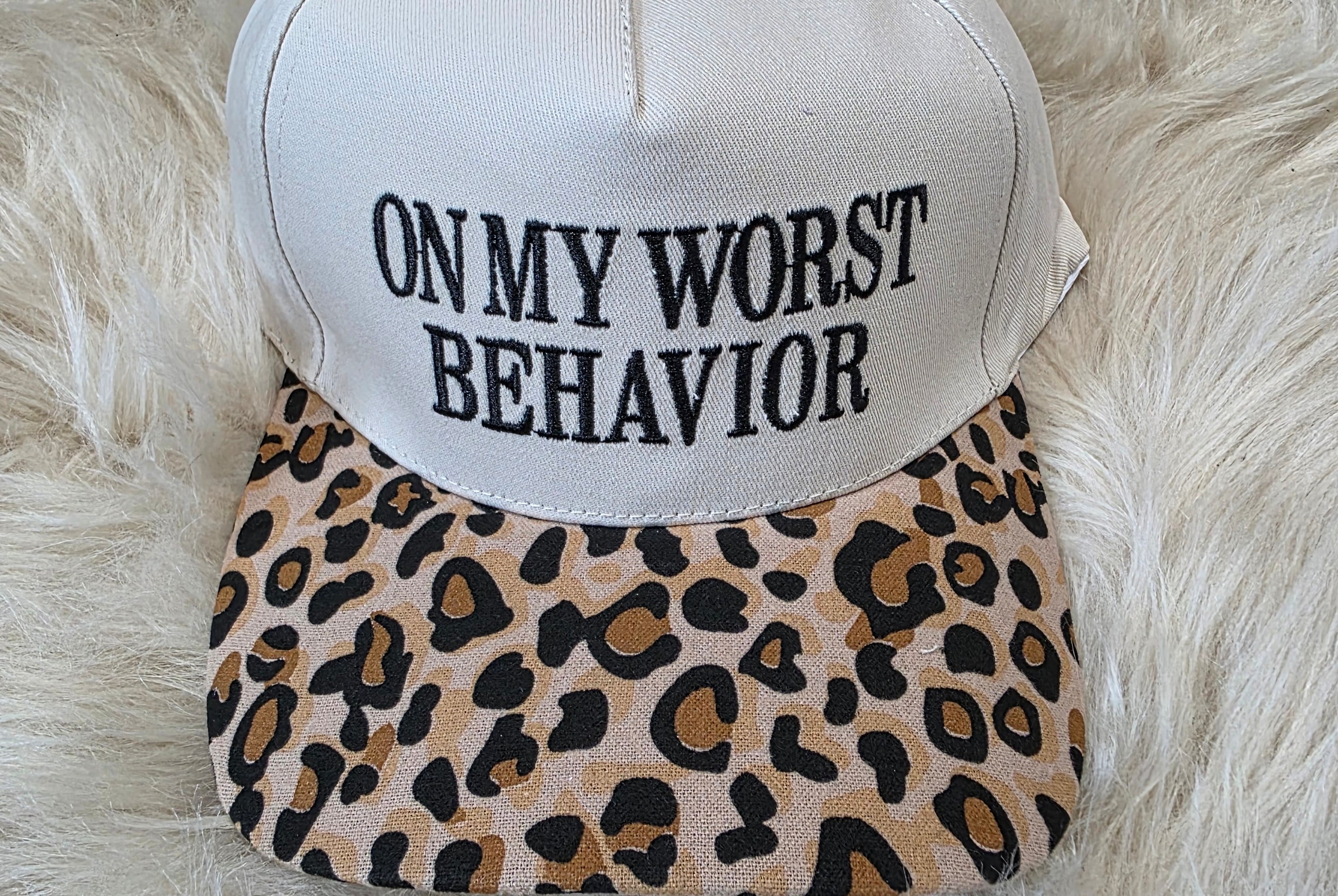 On My Worst Behavior Hat Baseball hat Zenana Animal