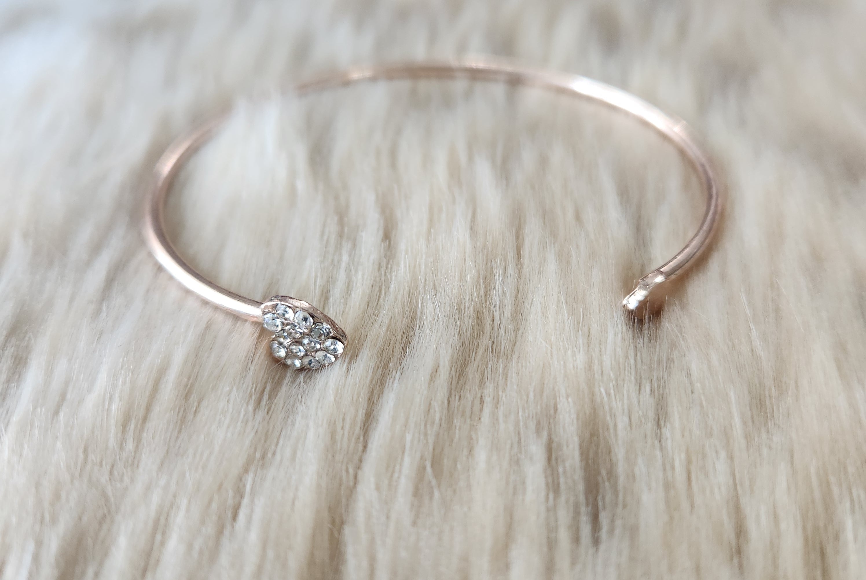 Rhinestone Heart Bangle Bracelet Vintage Vibes Boutique