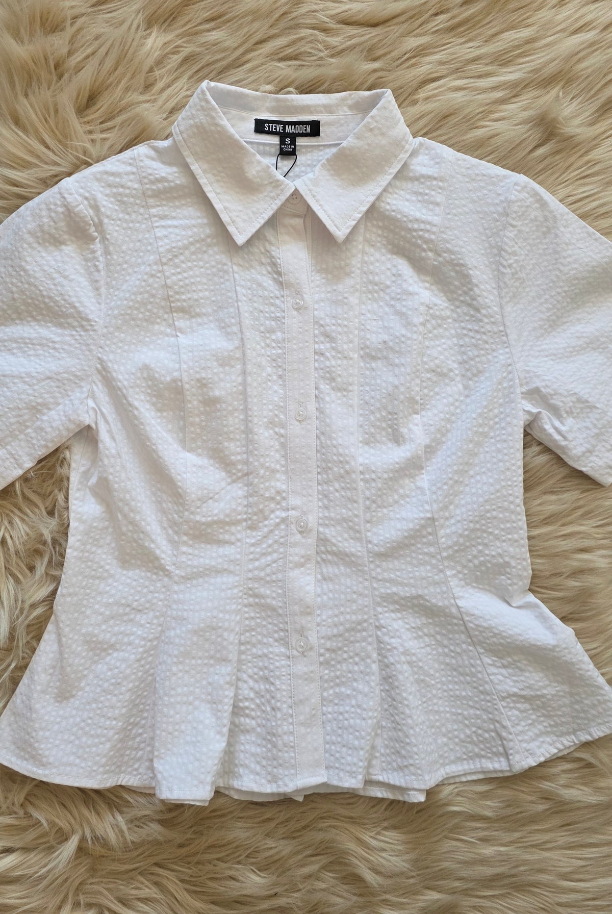 Porter Textured Cotton Top Blouse Steve Madden
