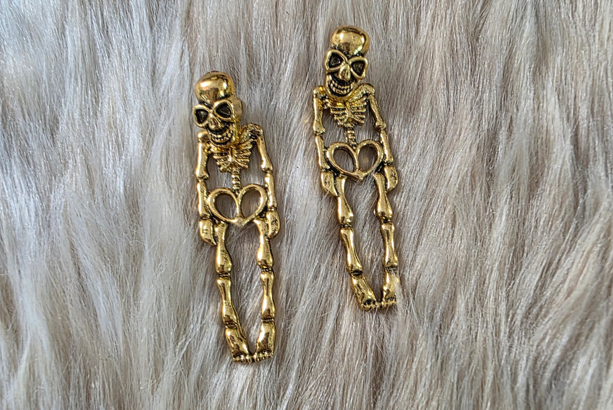 Skeleton Jacket Earrings Novelty Earrings Vintage Vibes Boutique Gold