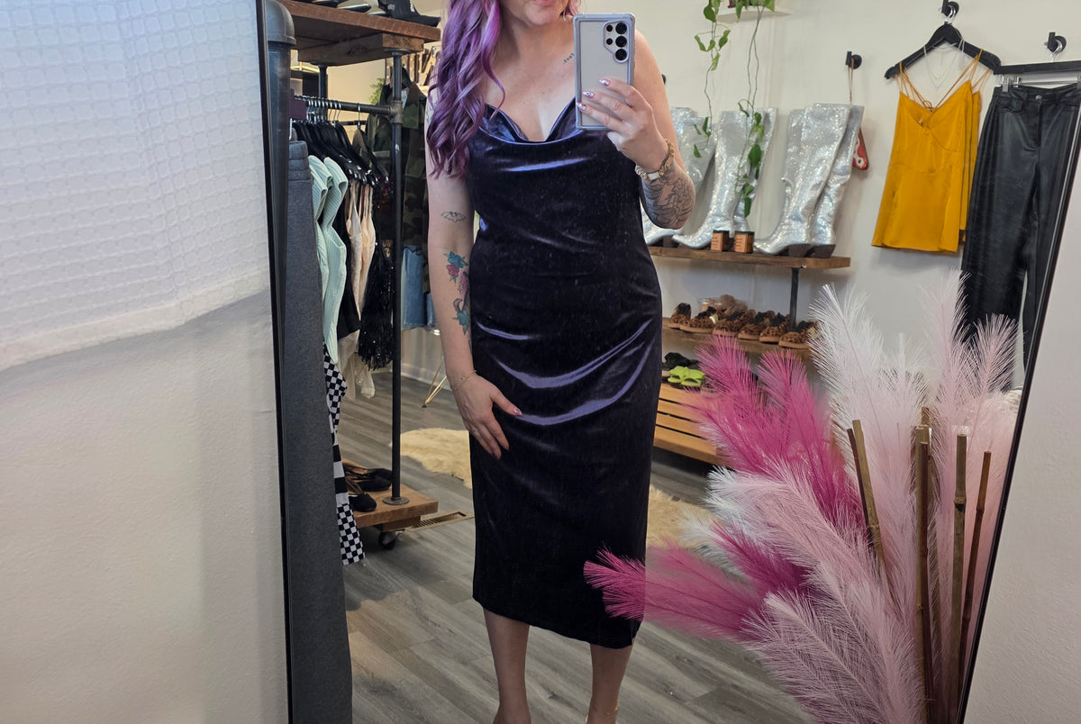 Violet Hour Velvet Dress Midi Dress Mystree