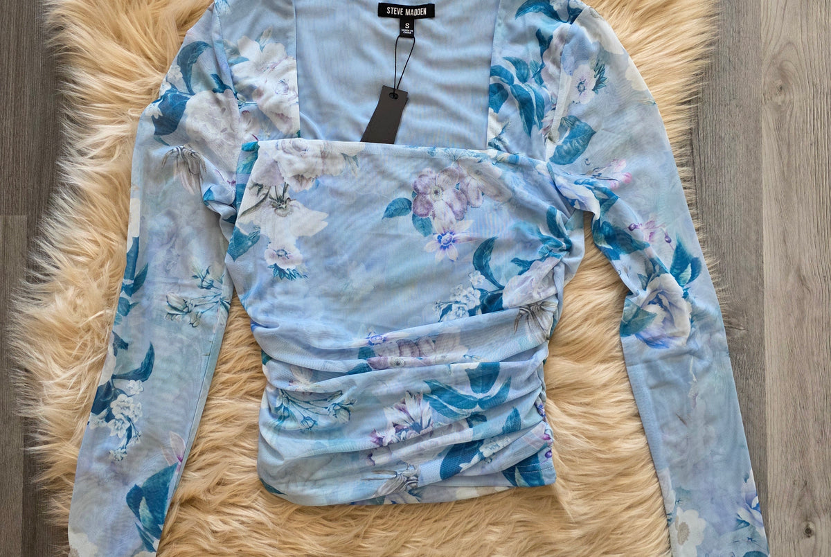 Zinia Floral Mesh Top Blouse Steve Madden