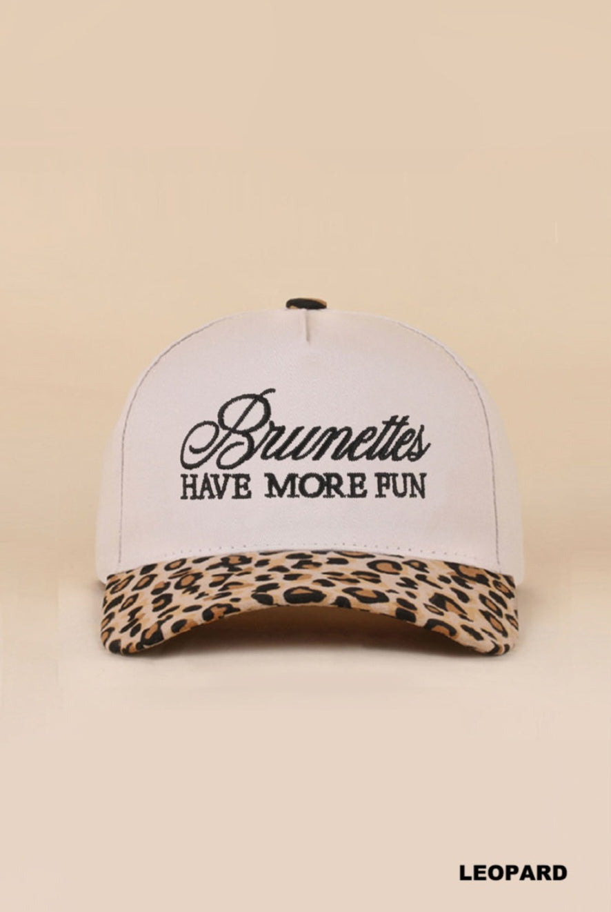 Have More Fun Hat Baseball hat Zenana Leopard Brunette