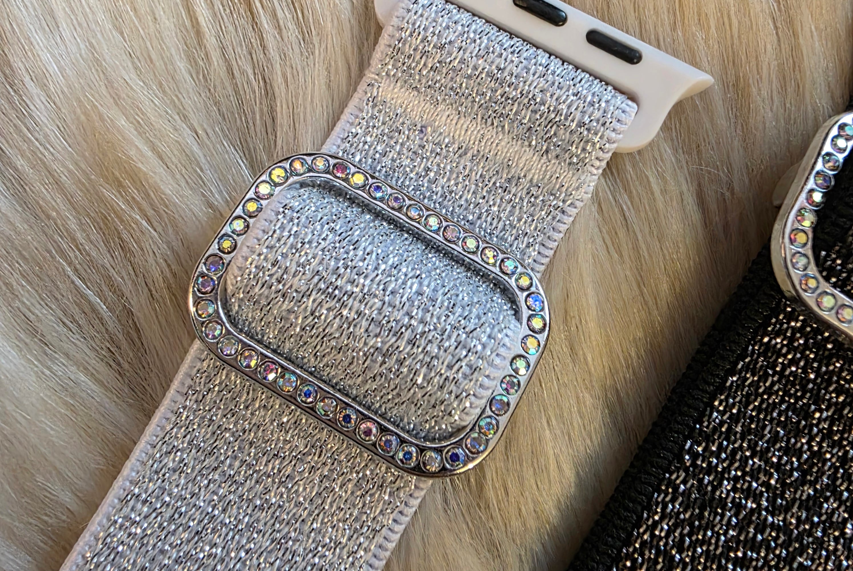 Glitter Elastic Apple Watchband Watchband Vintage Vibes Boutique Silver