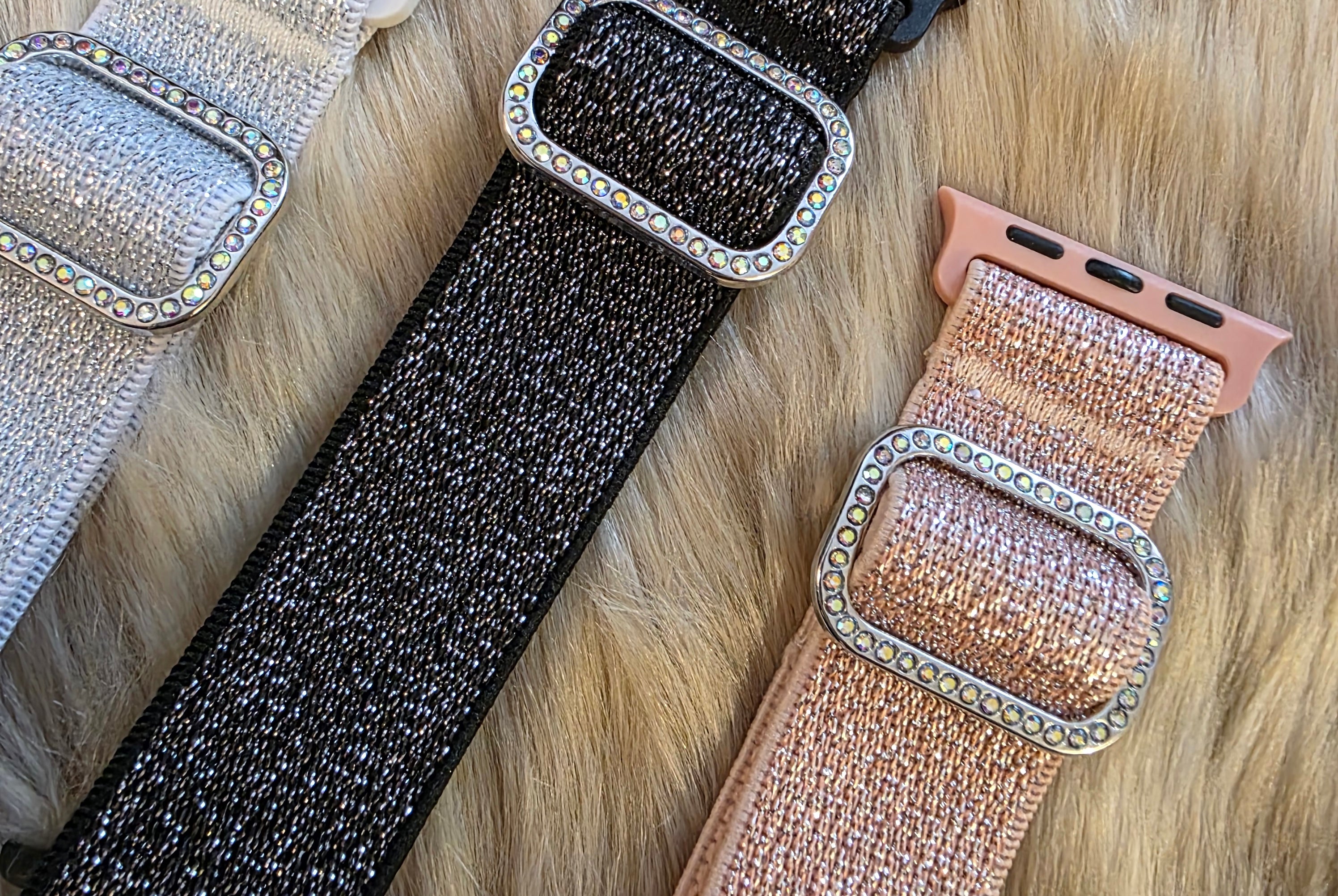 Glitter Elastic Apple Watchband Watchband Vintage Vibes Boutique Black