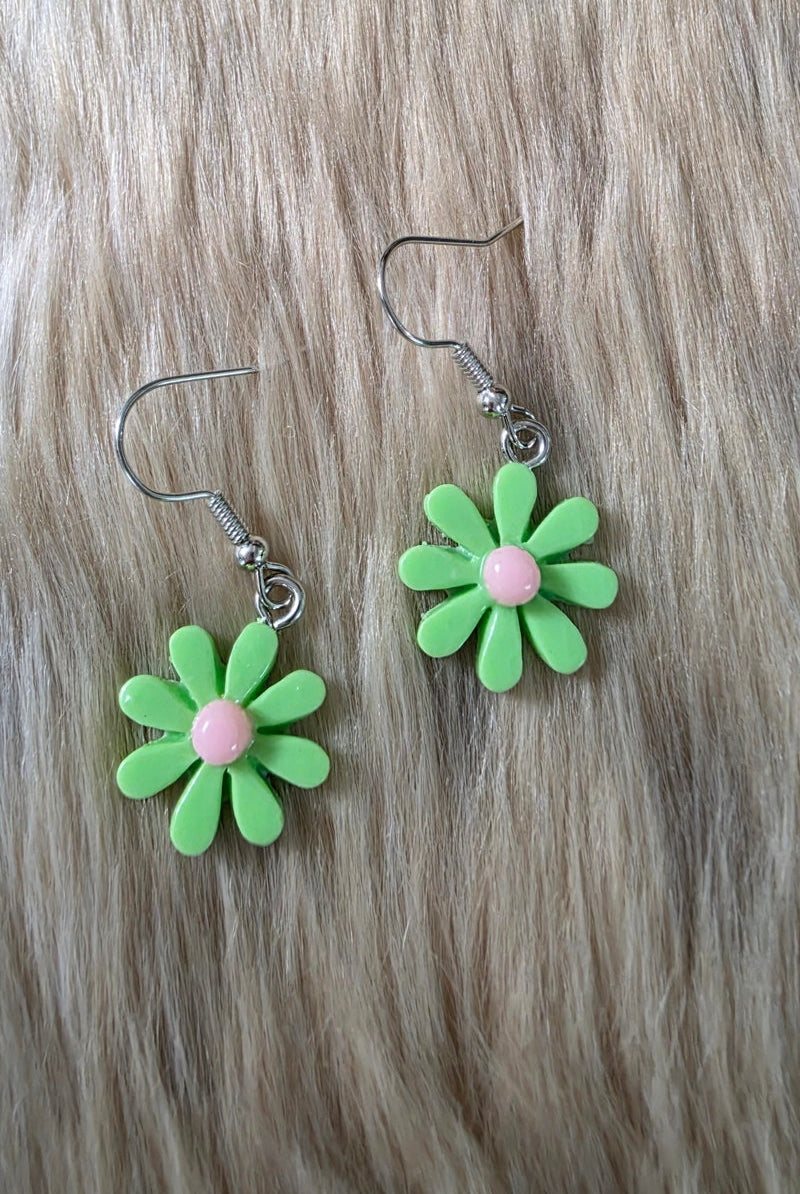 Daisy Earrings Novelty Earrings Vintage Vibes Boutique Green