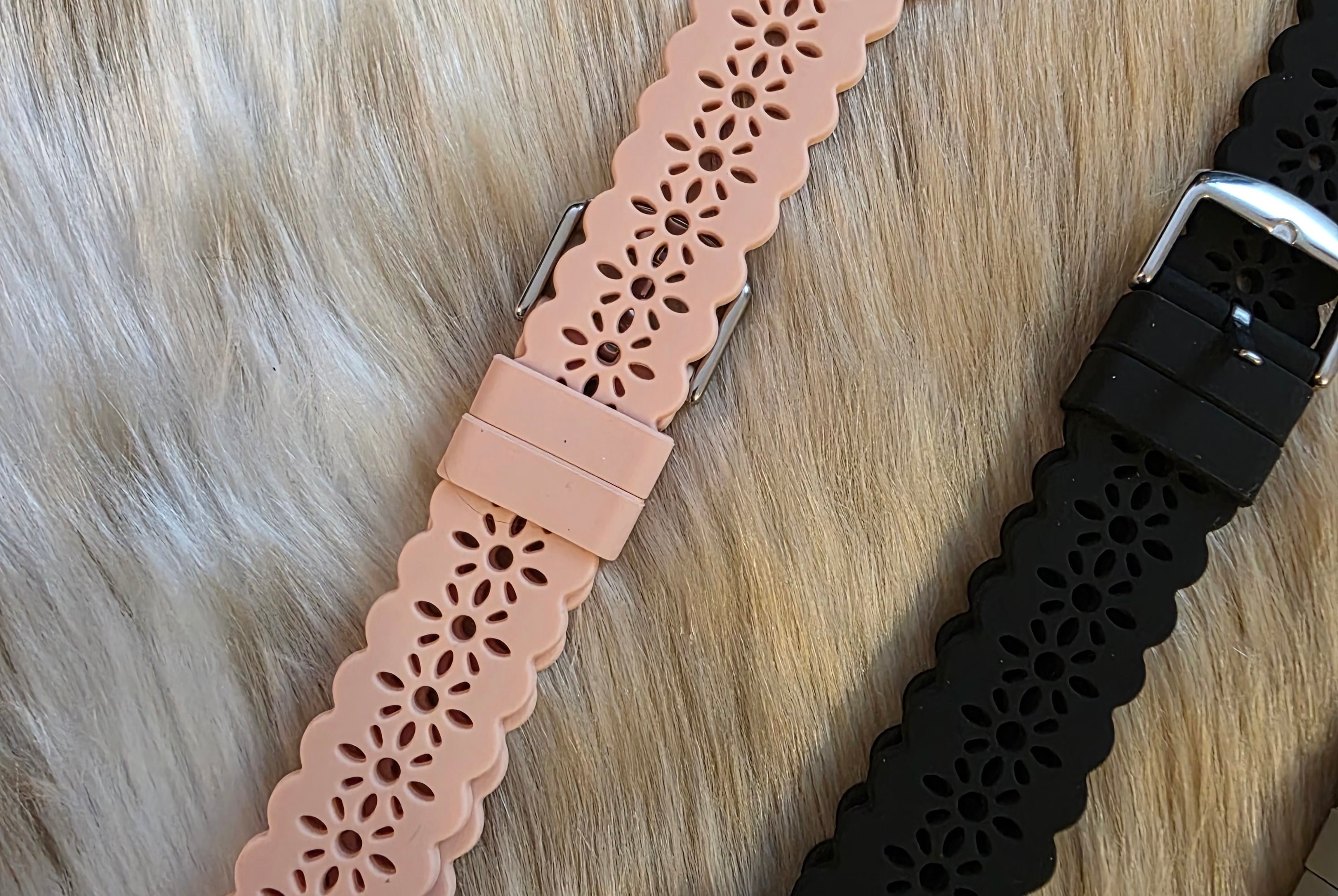 Scalloped Apple Watchband Watchband Vintage Vibes Boutique Satin Pink