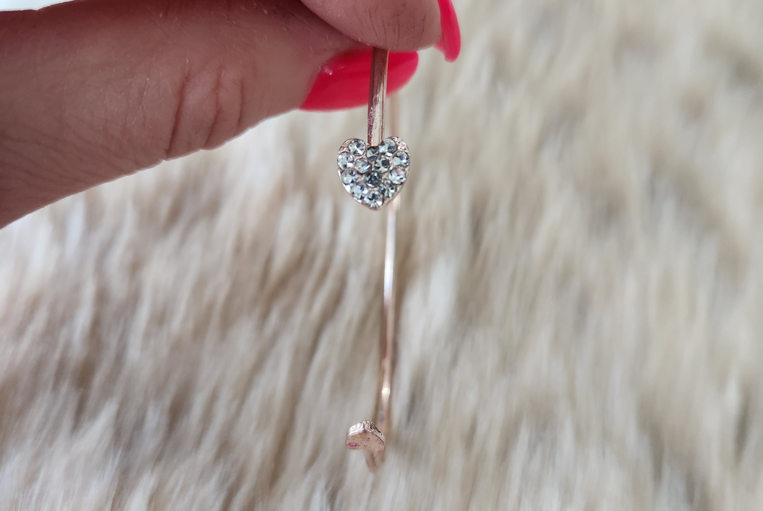 Rhinestone Heart Bangle Bracelet Vintage Vibes Boutique