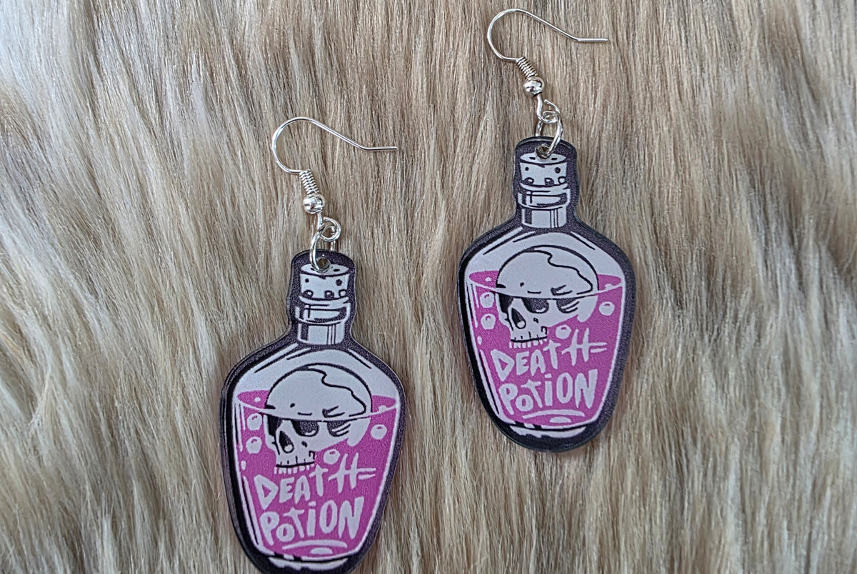 Death Potion Earrings Novelty Earrings Vintage Vibes Boutique