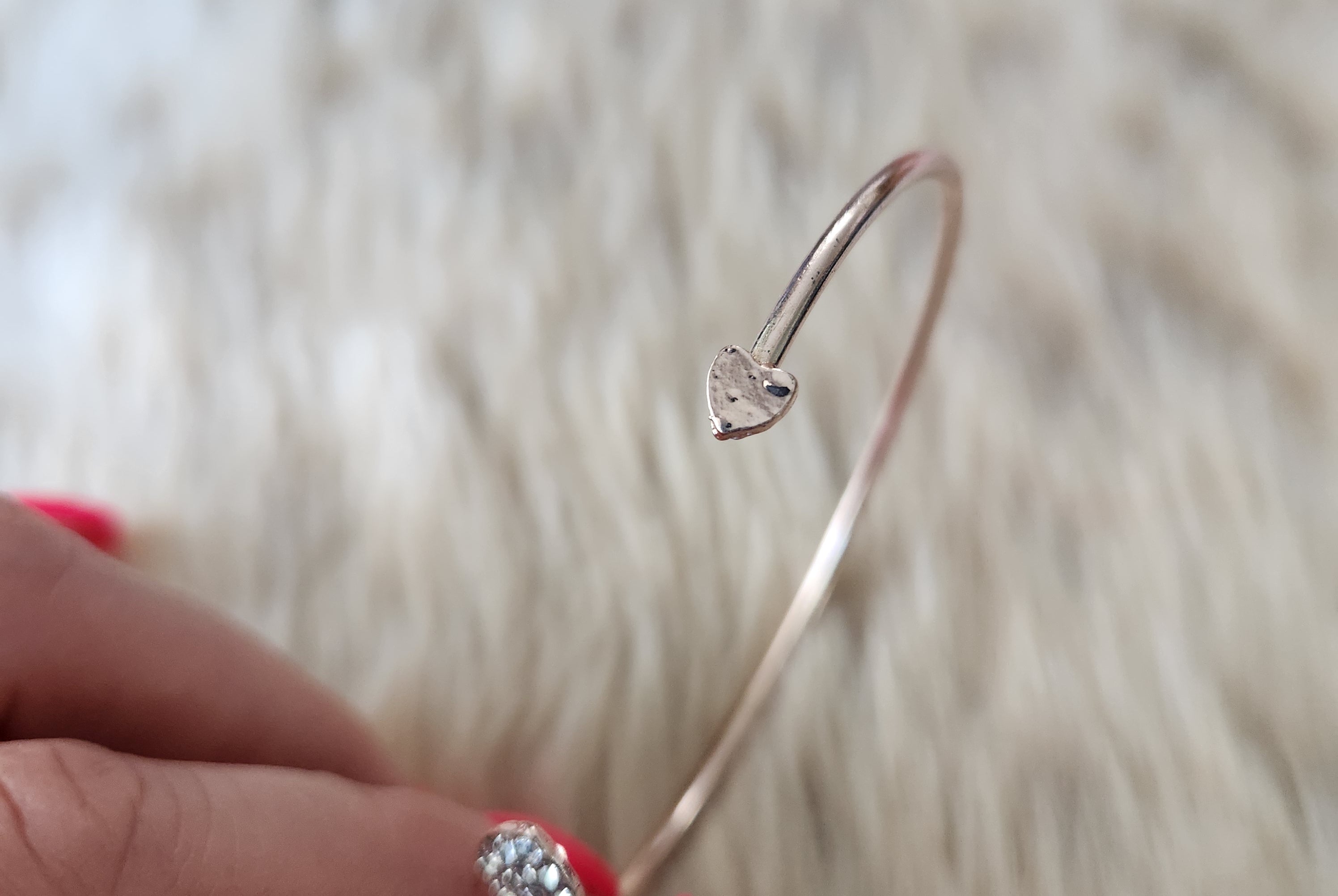 Rhinestone Heart Bangle Bracelet Vintage Vibes Boutique