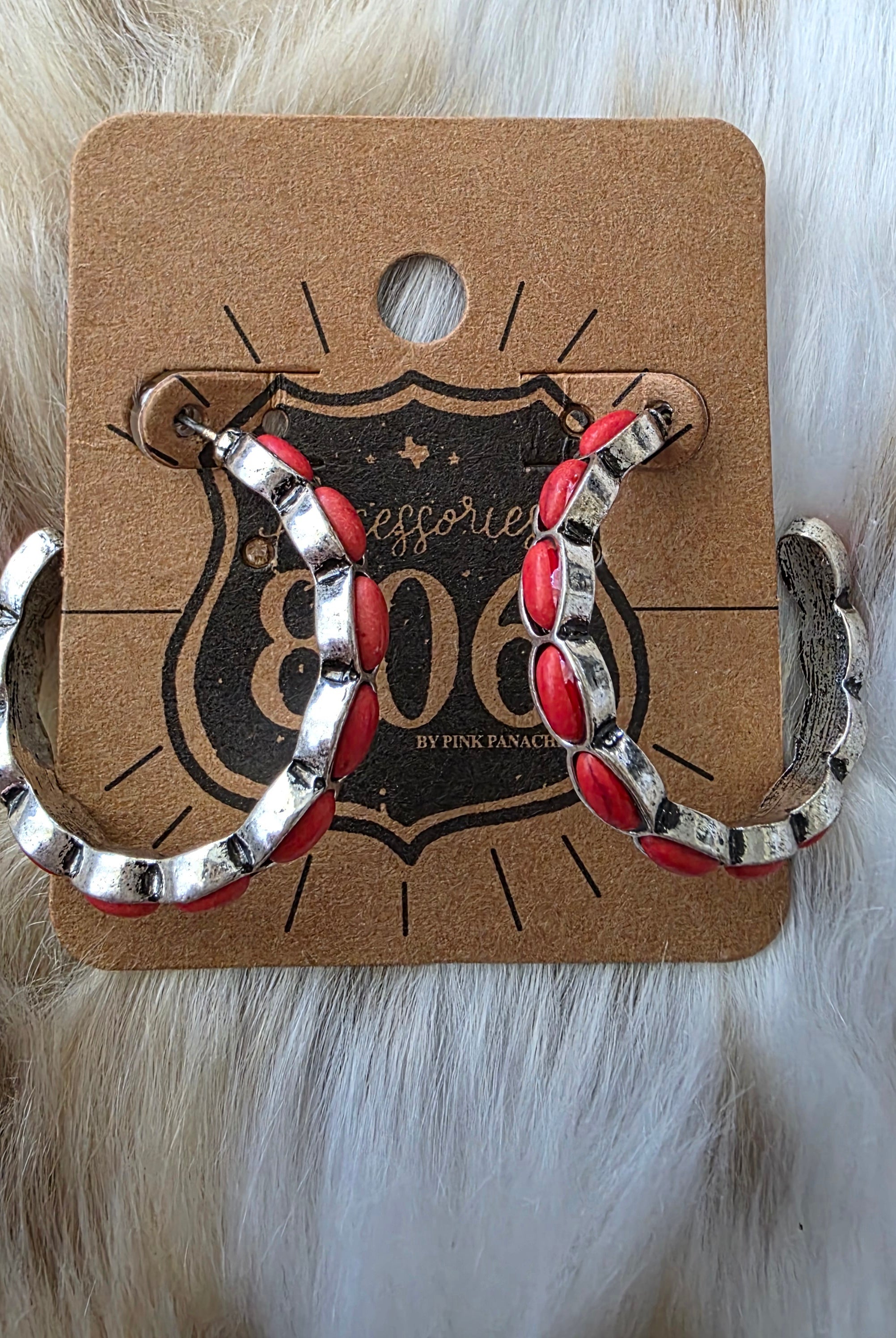Red Rock Hoops Earrings Pink Panache