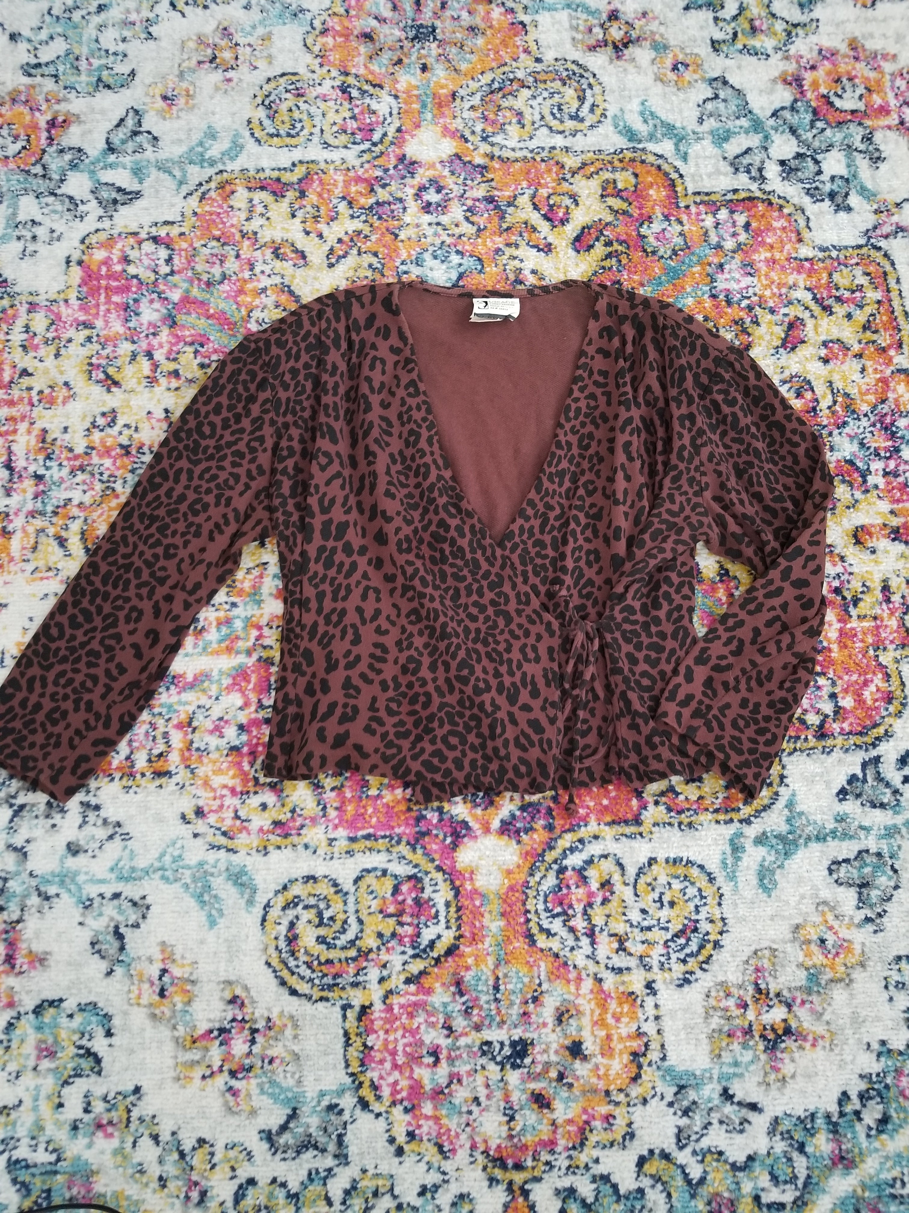 Visage Leopard Print Wrap Top Vintage Vibes 607