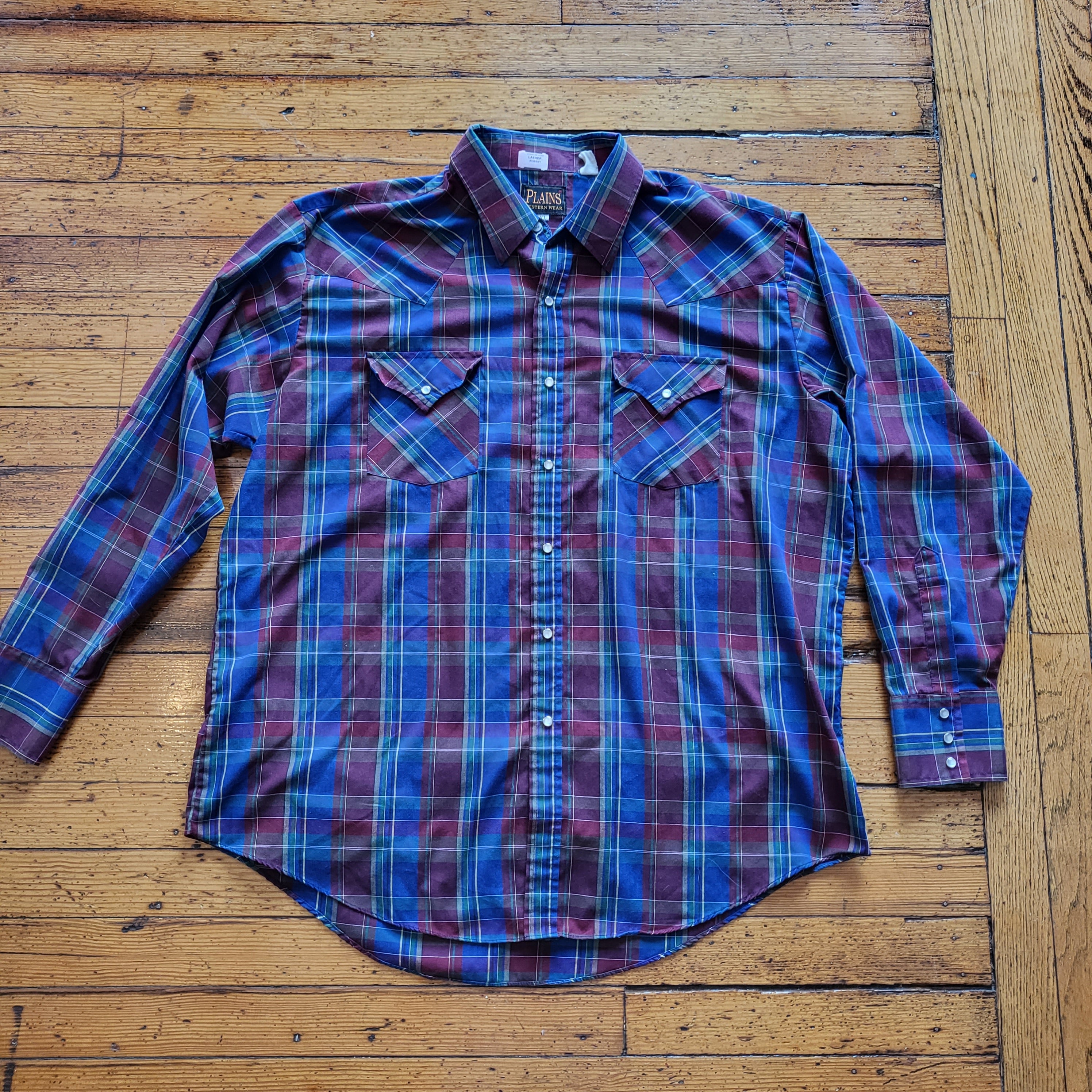 Plains Western Wear Vintage Pearl Snap Button Down Vintage Vibes 607