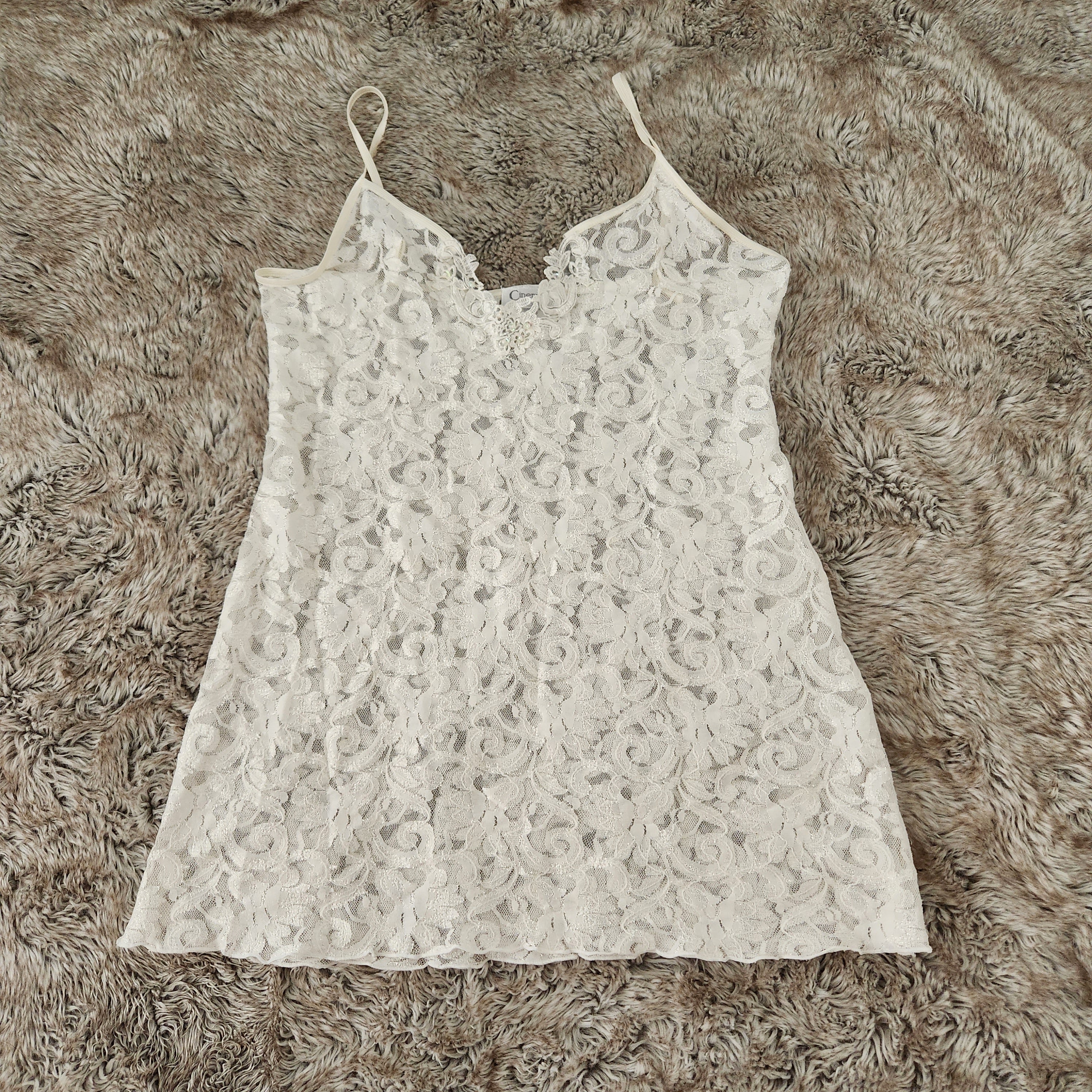 Cinema Etoile Vintage White Lace Lingerie Slip Vintage Vibes Boutique