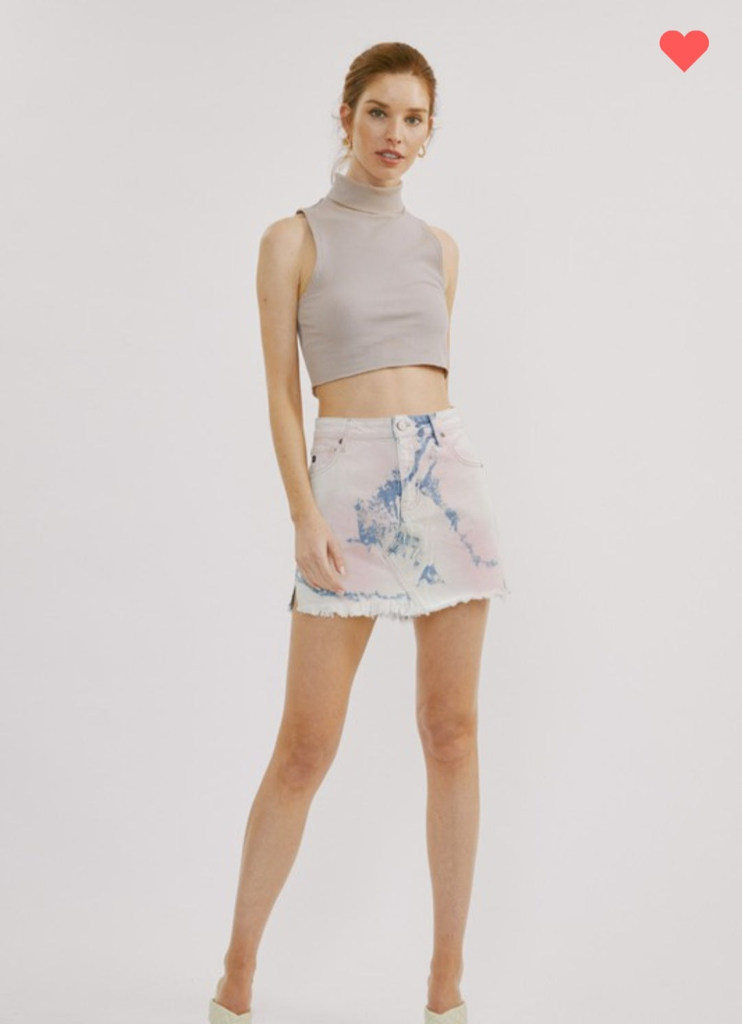 KanCan Pink Tie Dye Frayed Denim Skirt KanCan