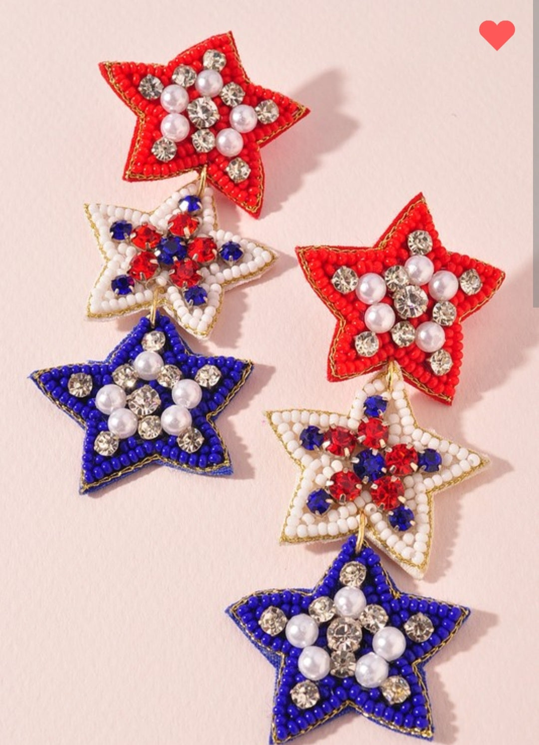 Red, White & Blue Star Earrings Vintage Vibes 607