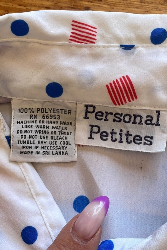 Personal Petites Button Down Blouse Size 16 Vintage Vibes 607