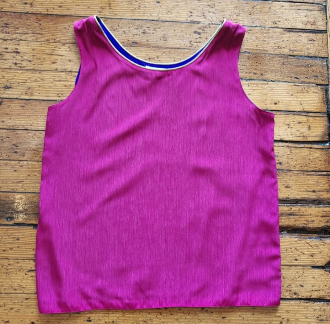 Pappagallo Vintage Tank Top Pink Purple & Gold Size Small Vintage Vibes 607