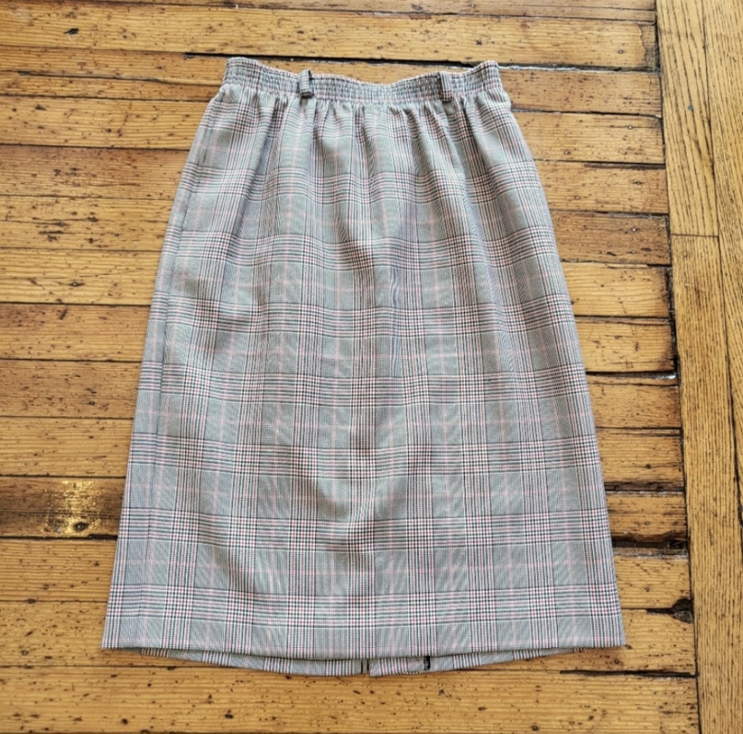 Haberdashery by Leslie Fay Glen Check Red Plaid Skirt Size 10 Vintage Vibes 607