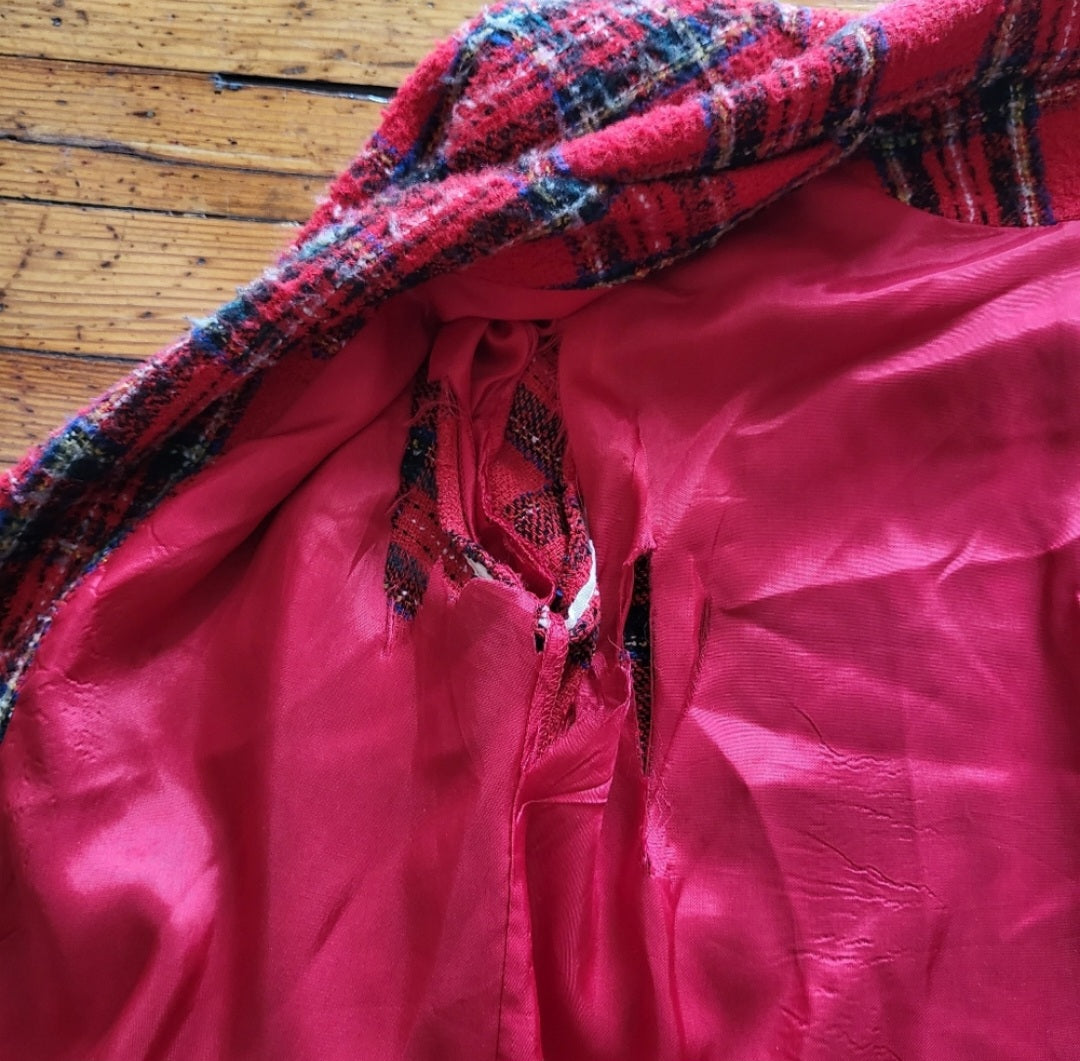 JR Bentley Wool Blend Plaid Blazer Size 7/8 Vintage Vibes 607