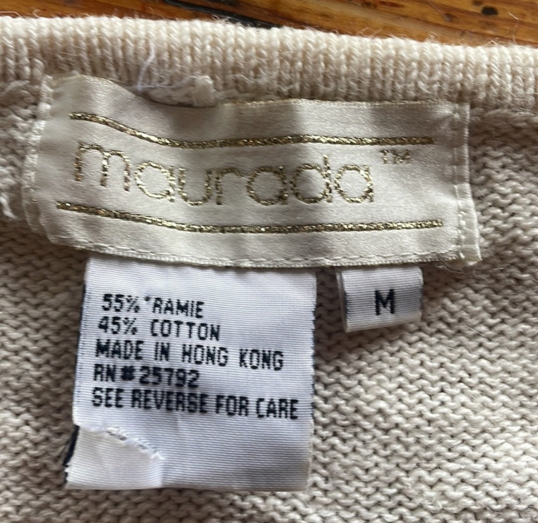 Maurada Beaded Knit Sweater Size Medium Vintage Vibes 607