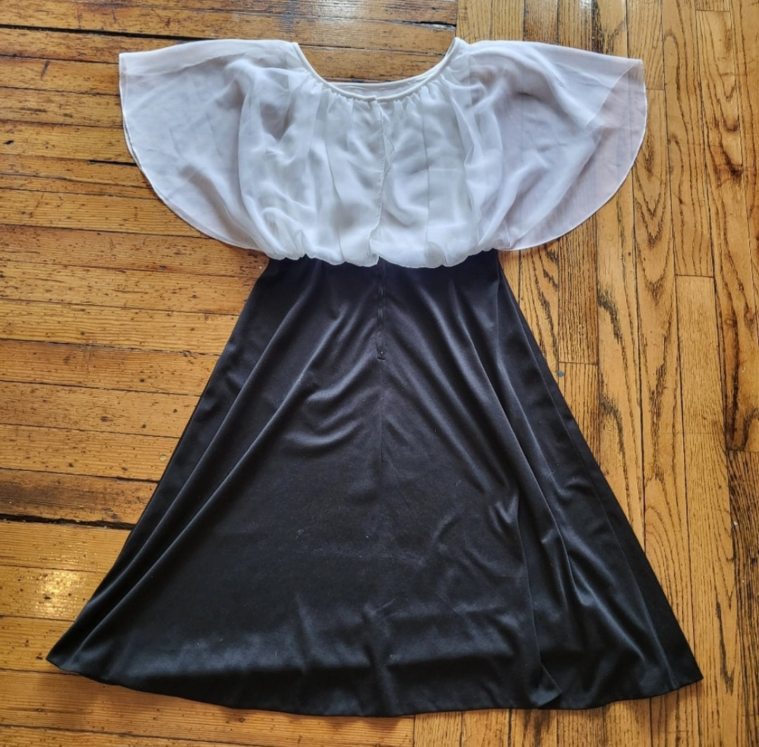 Montgomery Ward Flounce Sleeve Dress Size 14 Vintage Vibes 607