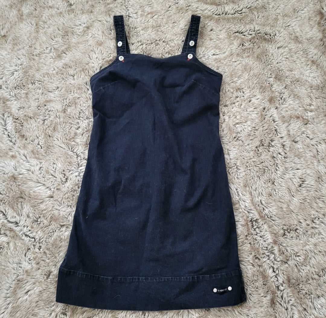 CK Jeans Vintage Calvin Klein Y2K Dark Wash Denim Overall Dress Indigo Size 7 Vintage Vibes Boutique