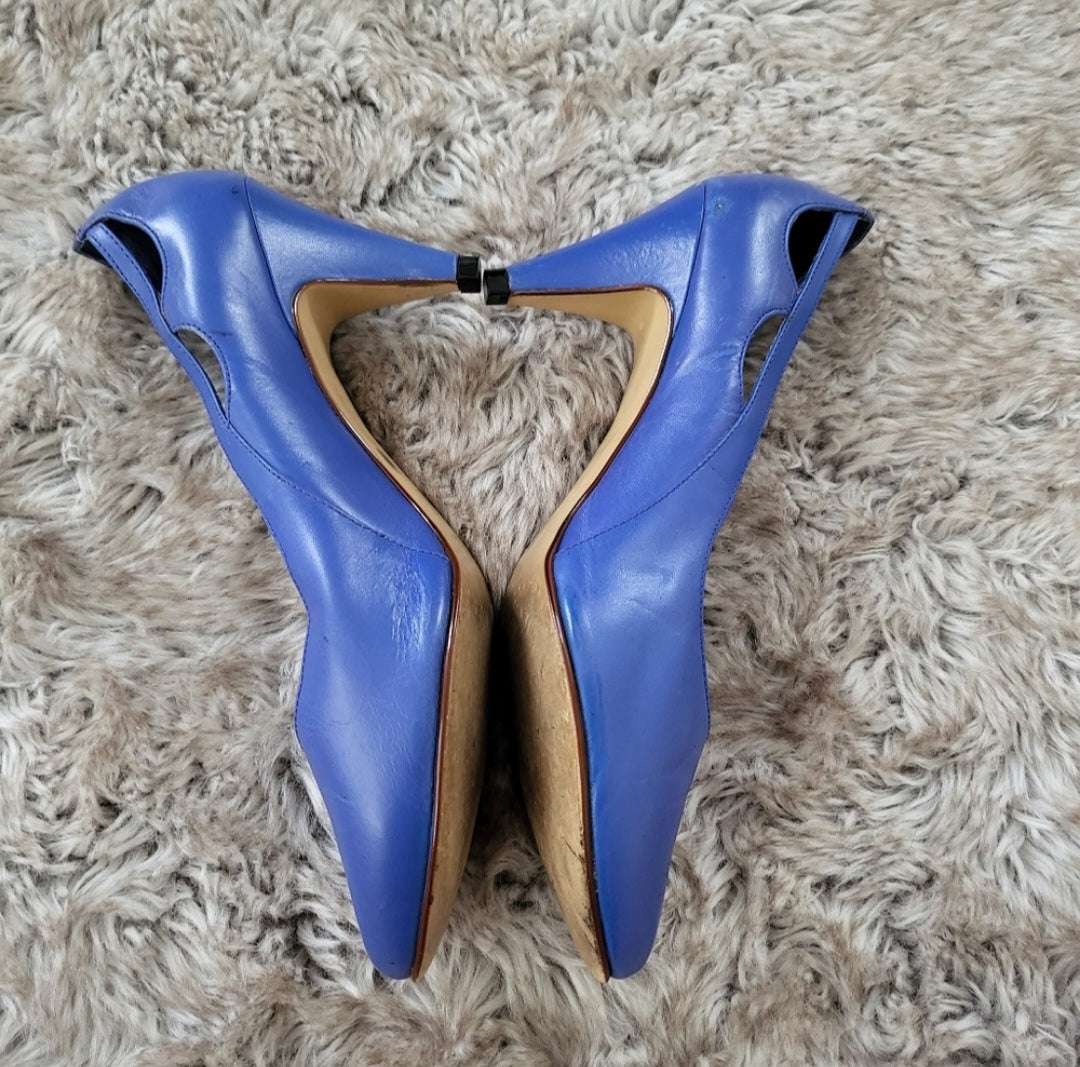 Fashion 10 By Endicott Johnson Vintage Leather Blue Pumps Size 8 Vintage Vibes Boutique