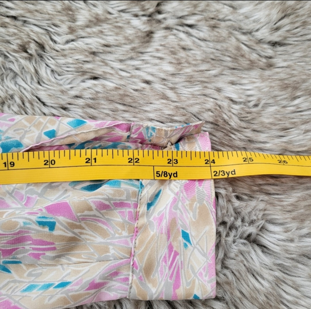 Liquid Silk Peters & Ashley Vintage Pink Blue Yellow Button Down Shirt Size 12 Vintage Vibes Boutique