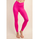 Luna V Waist Leggings-Pink Leggings Rae Mode