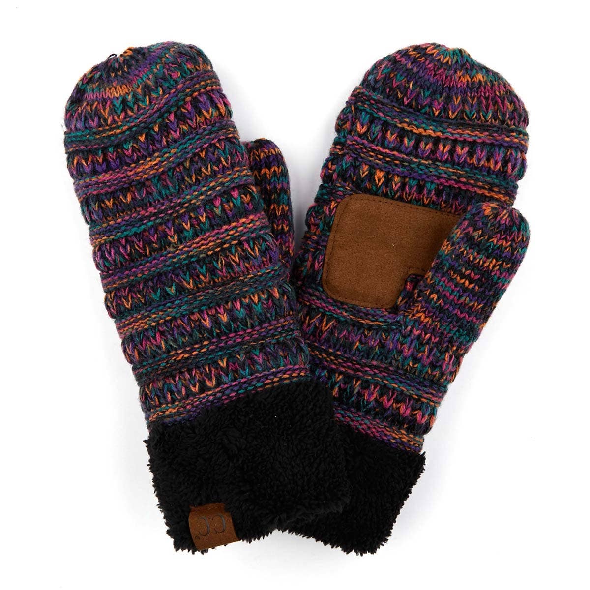 CC Multicolor Mittens Winter Accessories CC #32 Black/Teal/Purple/Hot Pink (Four-Tone)