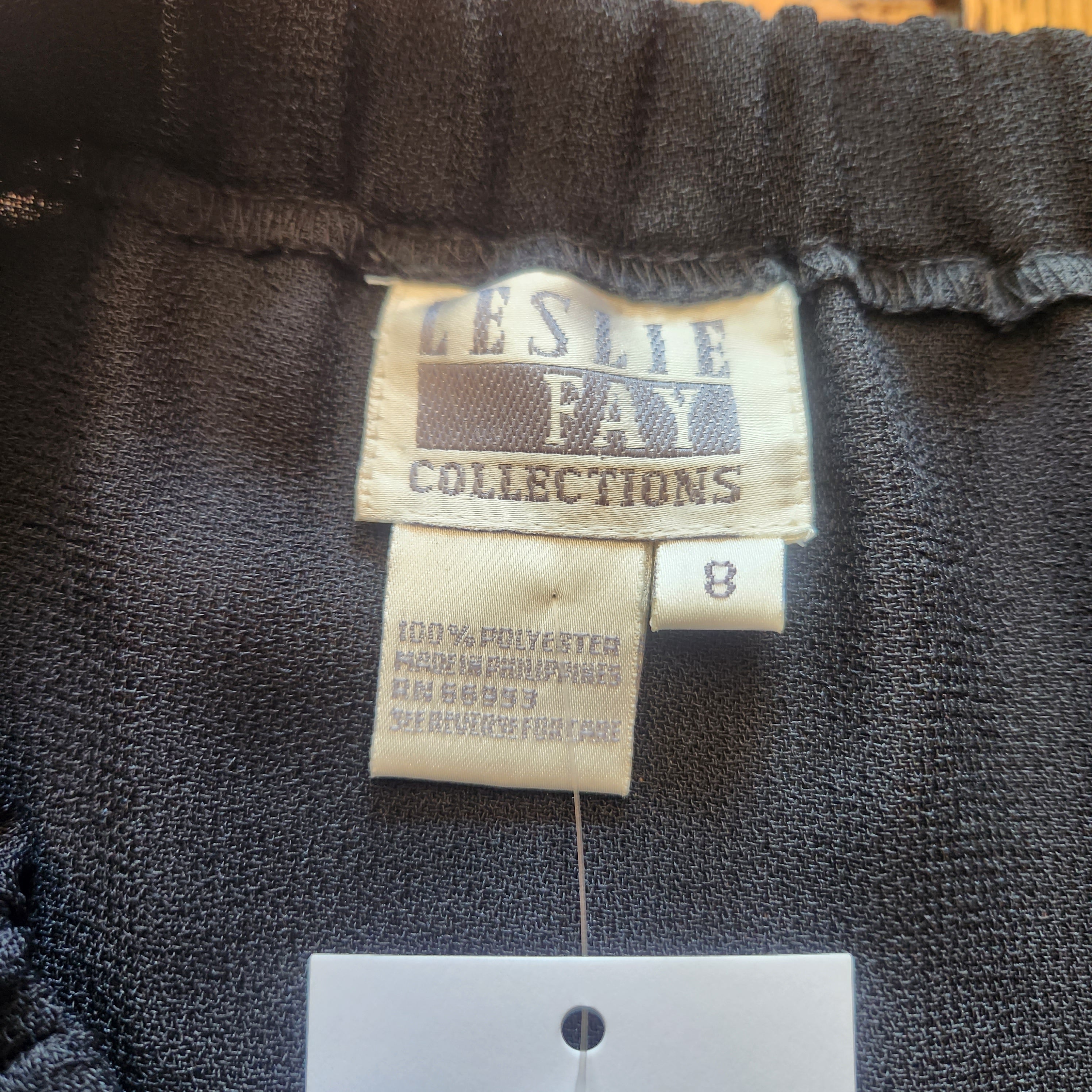 Leslie Fay Collections Vintage Pleated Midi Black Elastic Waistband Skirt Size 8  Vintage Vibes Boutique   