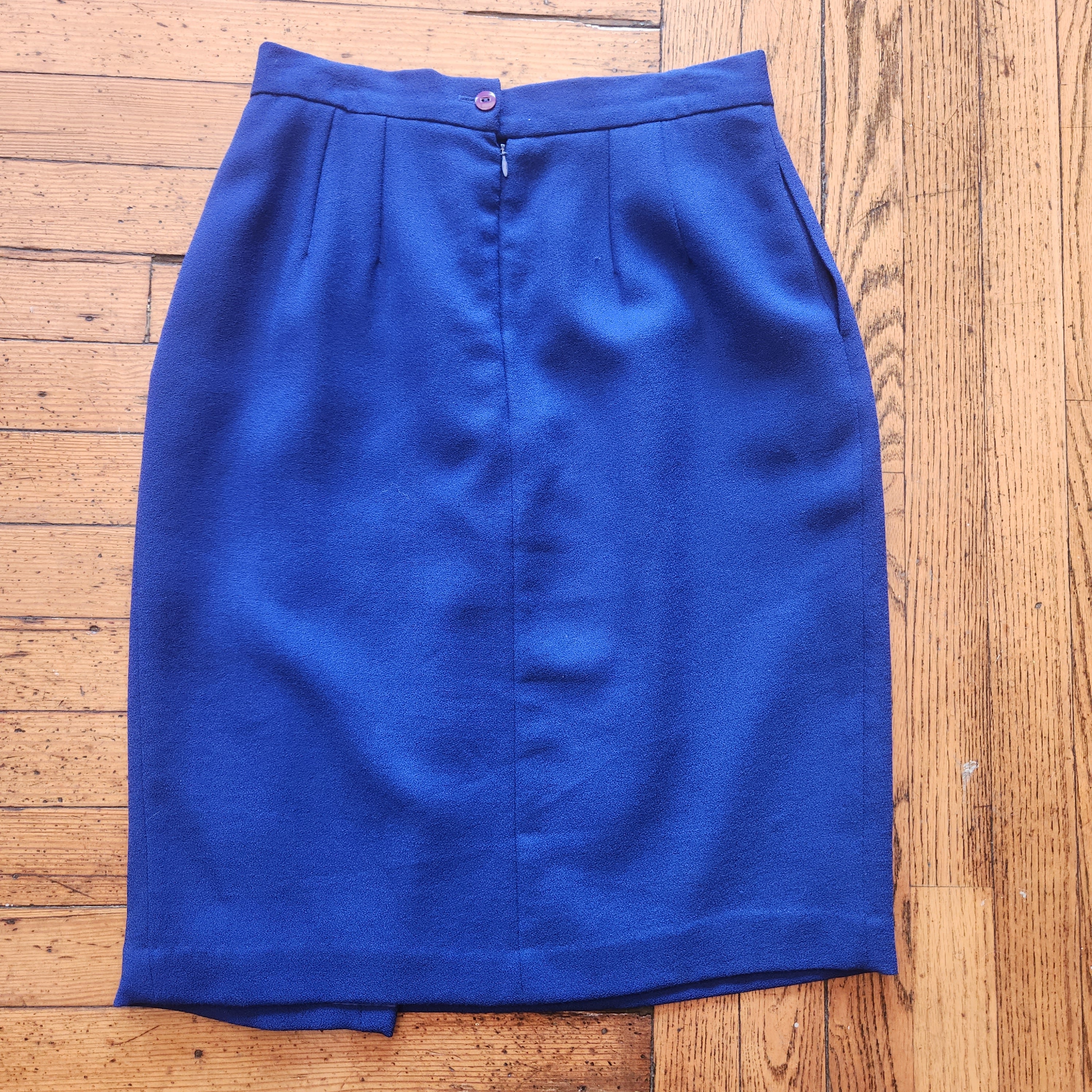 Pappagallo Vintage Cobalt Blue Wool Pencil Skirt Size 8